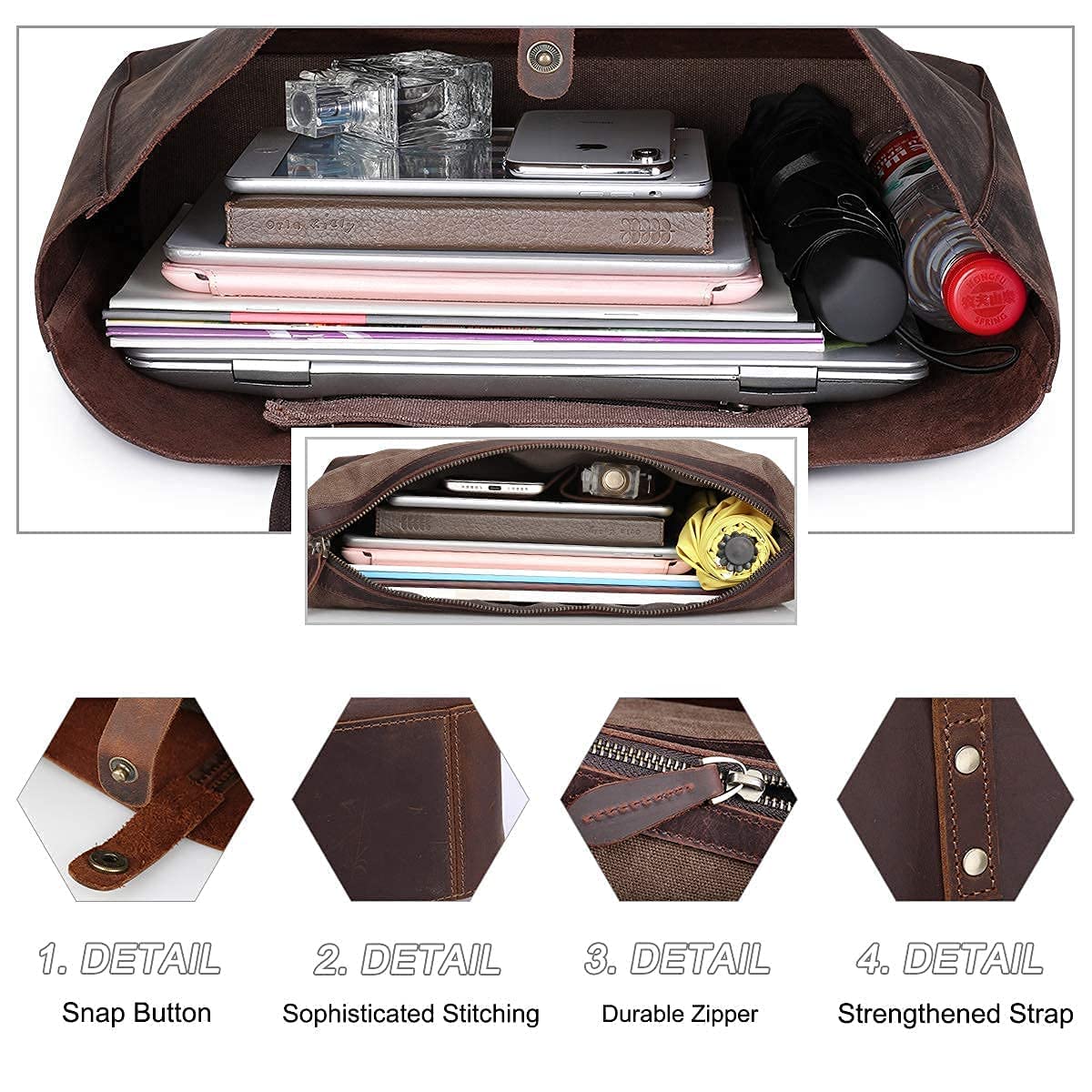 S-ZONE Genuine Leather Tote Bag for Women - Stylish Shoulder Handbag & Crossbody Purse Set | Perfect for Work, Travel & Everyday Use