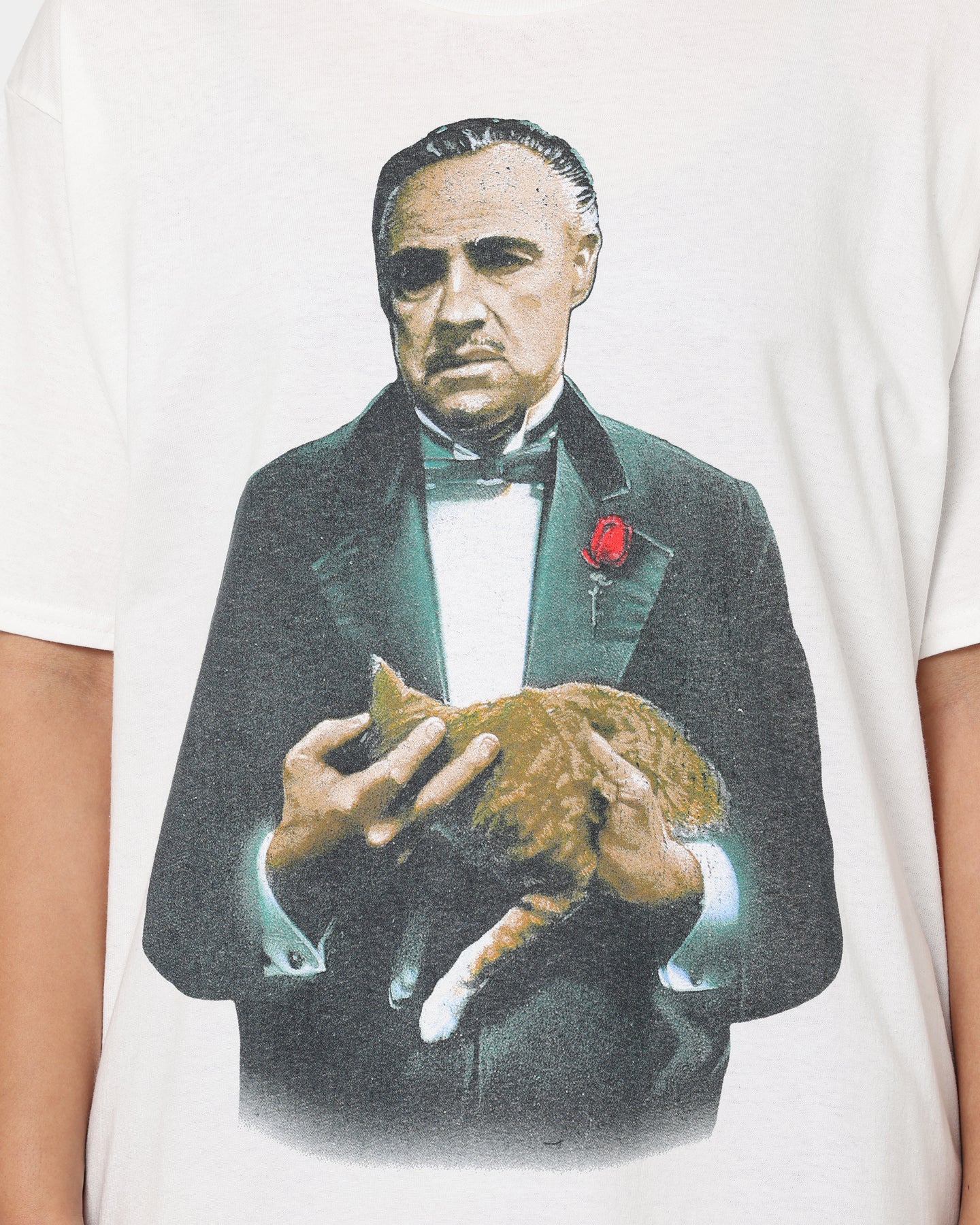 The Godfather Cat T-Shirt - White Cotton Vintage Tee for Men & Women | Movie Fan Gift, Casual Wear, Cosplay Costume