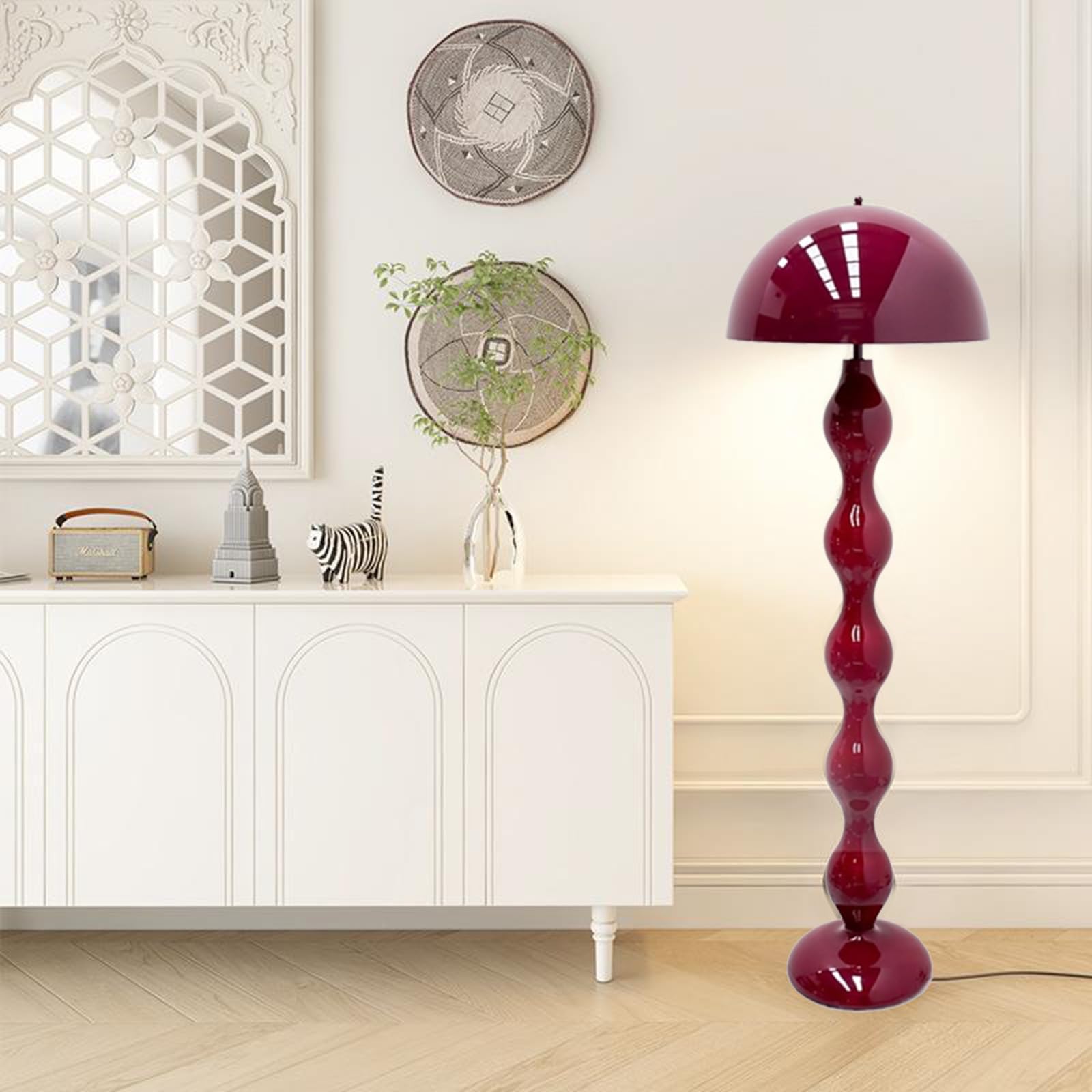 Dimmable Standing Lamp with Foot Switch - Modern Adjustable Floor Lamp for Living Room, Bedroom, Office & Dining Room - Tall LED Light Fixture for Home Decor (Red) - Perfect for Reading, Working & Relaxing