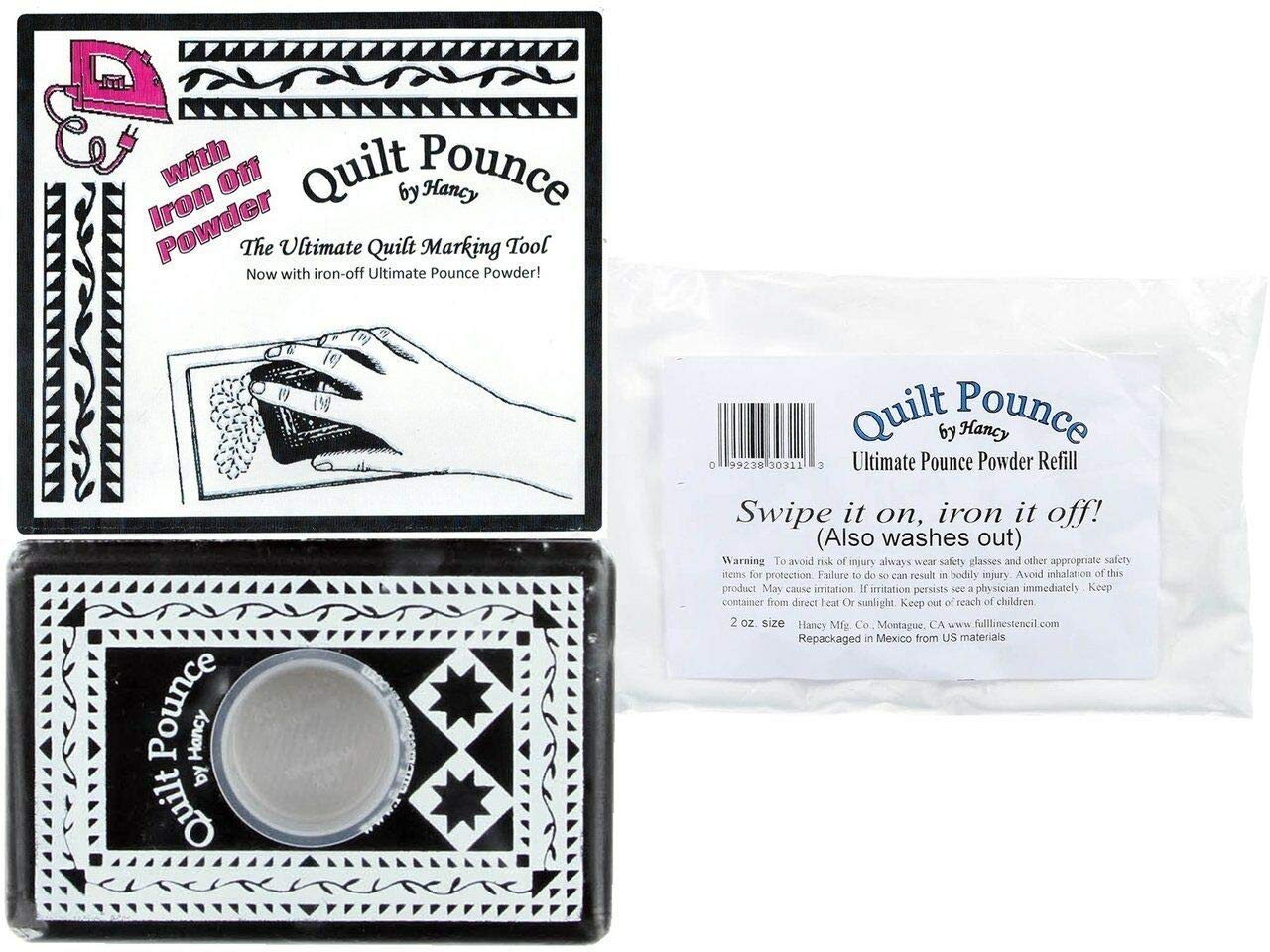 Ultimate Quilt Pounce Stencil Chalk Transfer Kit - White Powder Pad with Iron Off Feature + 1 Refill | Perfect for Quilting, Embroidery & Fabric Marking | Easy-to-Use Chalk Powder for Precise Pattern Transfer