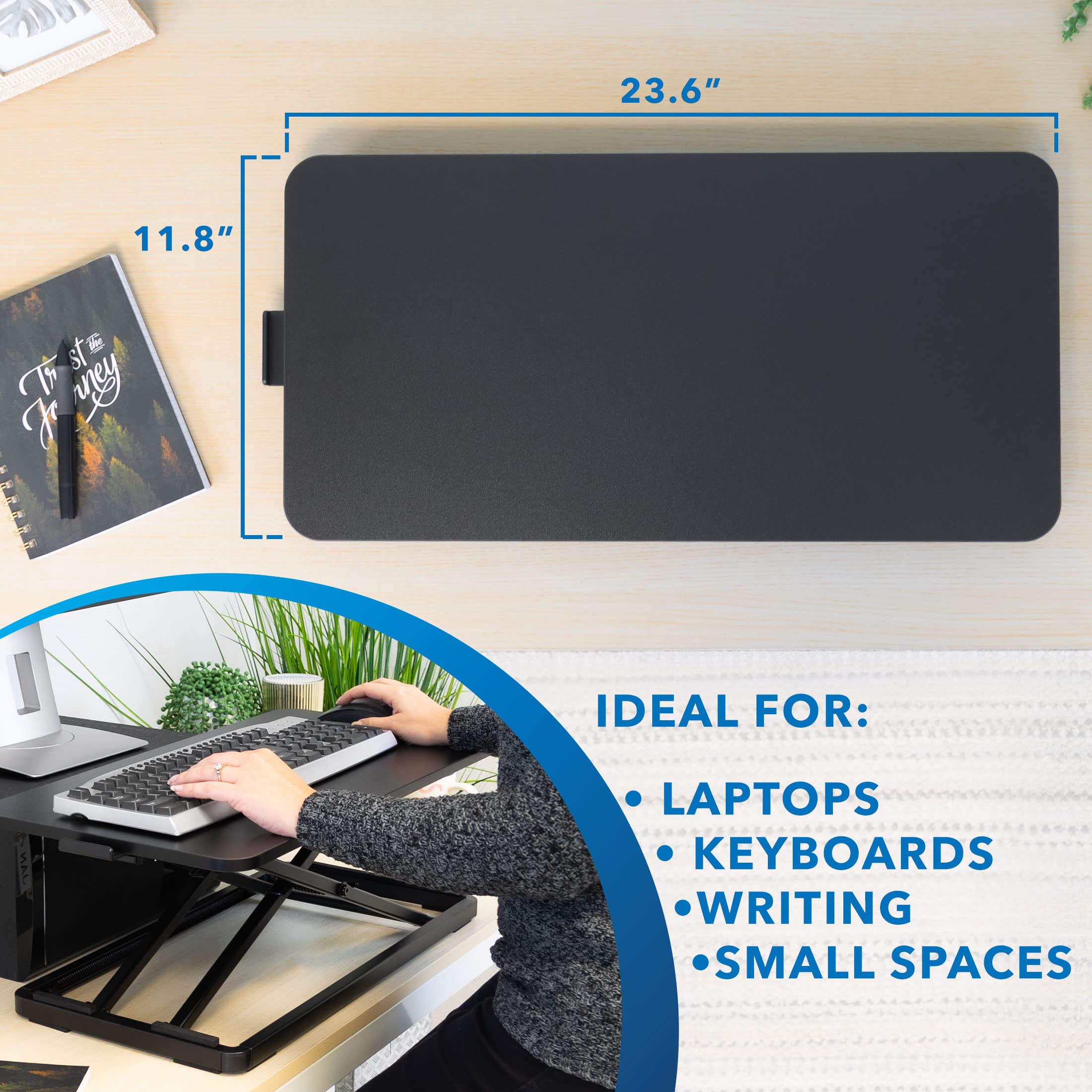 Mount-It! Adjustable Height Standing Keyboard Tray - Ergonomic Sit Stand Workstation for Desktop, Laptop, Mouse & Keyboard (23.6