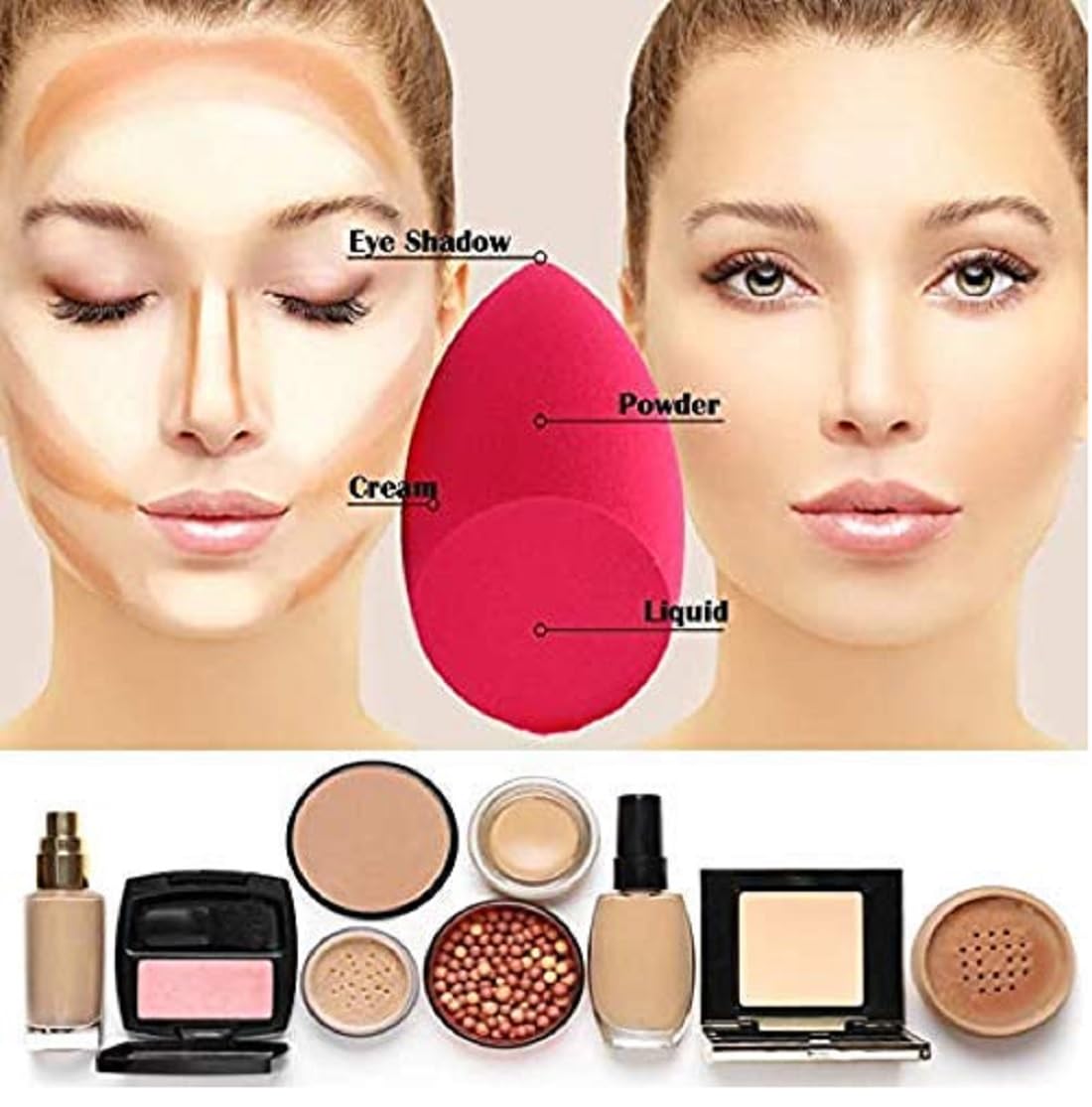 Beautiflame 5-Piece Makeup Sponge Set - Professional Foundation Blender Sponge for Liquid, Cream & Powder - Multi-Colored Beauty Blenders for Flawless Makeup Application - Perfect for Daily Use, Travel & Professional Makeup Artists