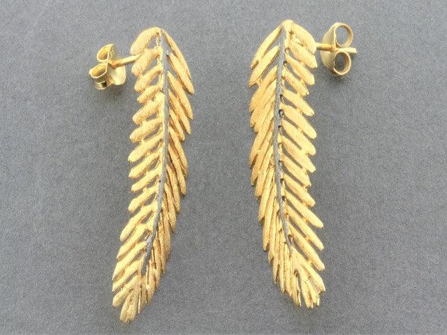22Kt Gold & Oxidized Silver Cleopatra Fern Stud Earrings - Elegant Boho Jewelry for Women, Perfect for Parties, Weddings & Everyday Wear