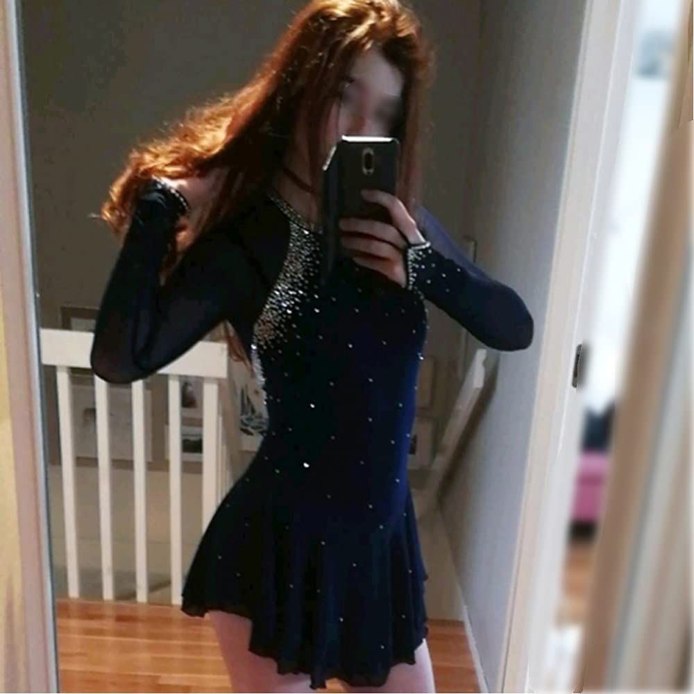 Dark Black Figure Skating Skirt for Women & Girls – Elegant & Simple Skating Dress for Ice Skating Performances & Competitions