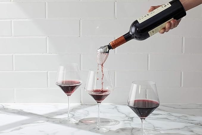Premium Houdini Red Wine Aerator - Stainless Steel Wine Pourer & Decanter for Enhanced Flavor - Perfect for Cabernet, Merlot & Pinot Noir - Ideal for Dinner Parties, Wine Tasting & Gifts