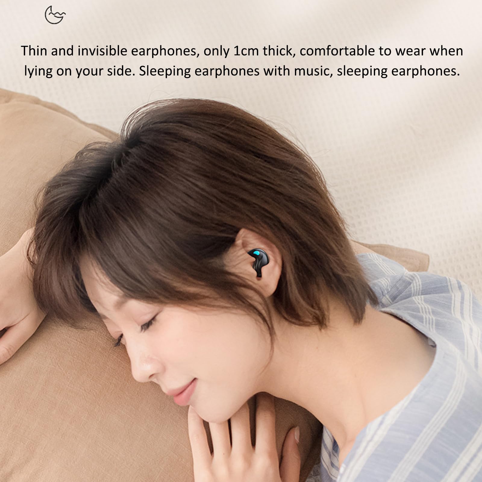 Bone Conduction Bluetooth Headphones for Sleeping, Wireless 5.3 Noise Cancelling Sports Earbuds with LED Digital Display Charging Case - Perfect for Running, Gym Workouts & Office Use (Black)