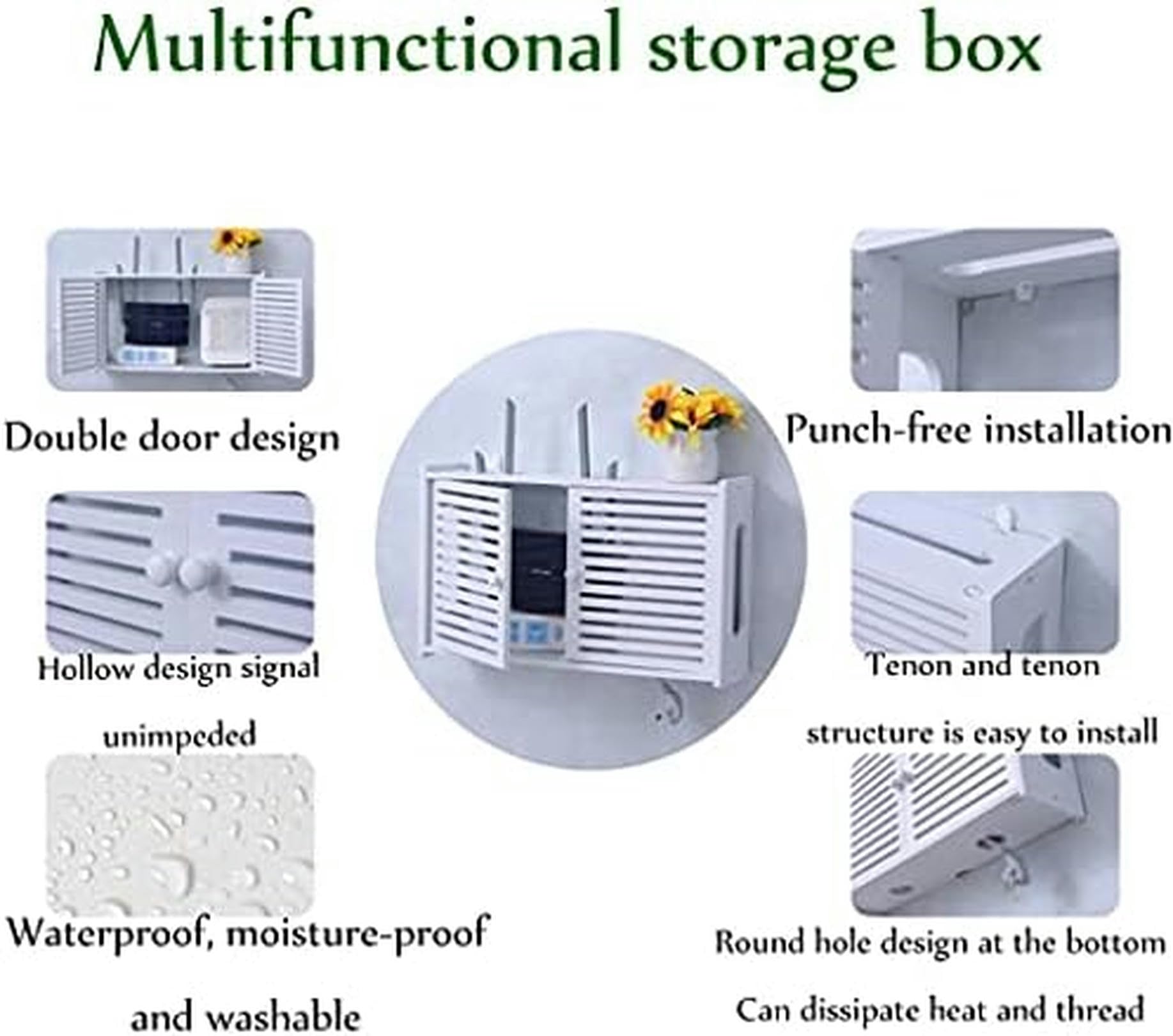 Wall Mounted WiFi Router Storage Box - Adjustable Floating Shelf for Home & Office - Organize and Hide Modem, Router, Cables - Perfect for Living Room, Bedroom, or Workspace