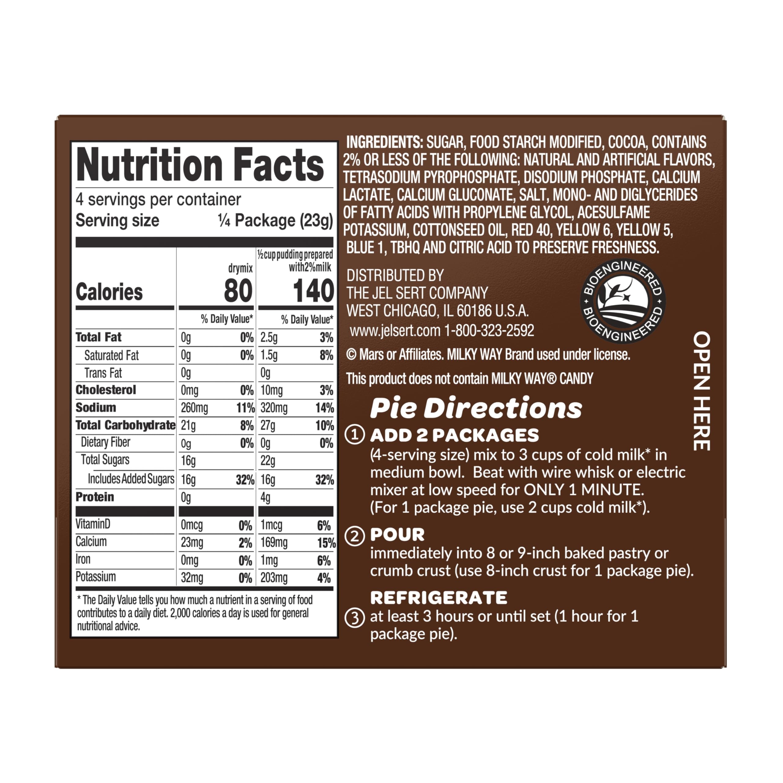 Milky Way Milk Chocolate Pudding & Pie Filling - 3.25 oz (Pack of 12) | Delicious Dessert Topping for Cakes, Pies & Ice Cream | Perfect for Parties & Family Gatherings