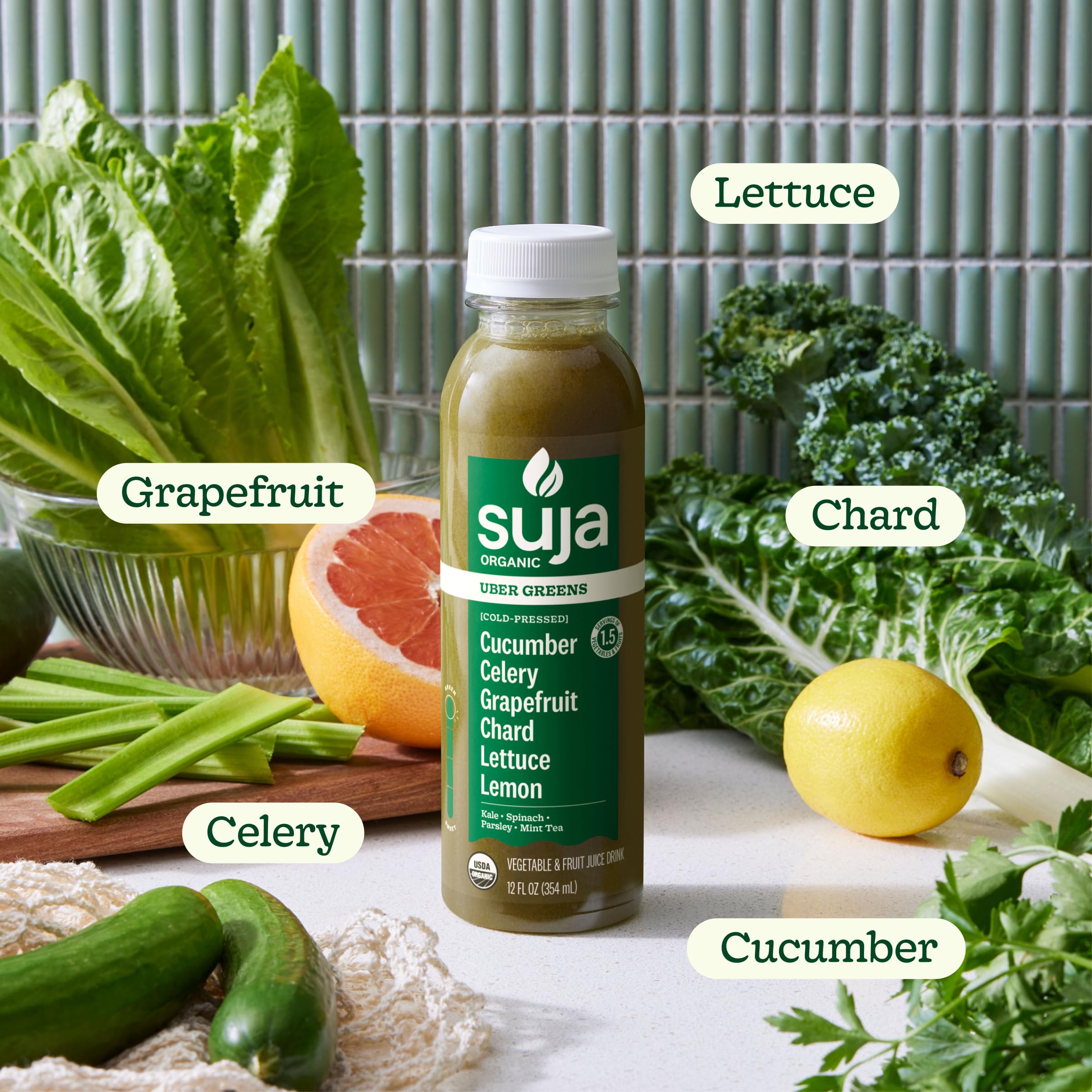 Organic Uber Greens Juice by Suja - Cold Pressed, 12 Fl Oz Bottle (Pack of 1) - Detox & Energy Boost for Active Lifestyles - Perfect for Post-Workout Recovery & Morning Wellness Routine