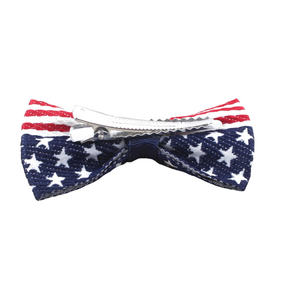 2 Pack Patriotic American Flag Hair Bows for Girls - Red White Blue Hair Clips & Hairgrips - Perfect for 4th of July, Independence Day, Memorial Day & School Spirit Events