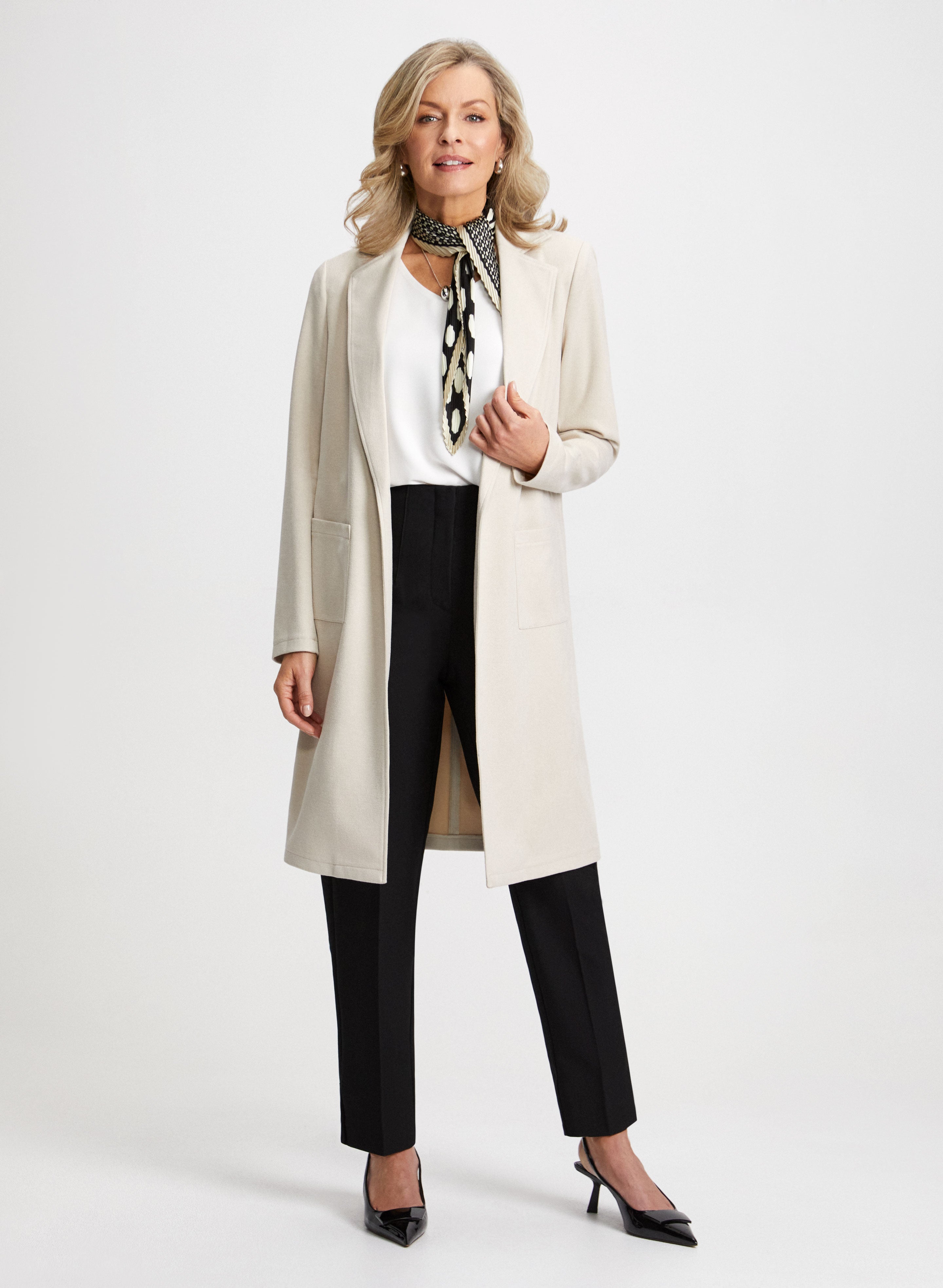 Stylish Faux Suede Coat with Slim Leg Pants Set - Women's Elegant Outfit for Work, Date Night & Special Occasions
