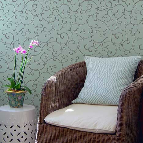 Oriental Vine Allover Wall Stencil - Floral Pattern Painting Template for DIY Home Decor, Wall Art, and Furniture Makeover - Perfect for Living Room, Bedroom, and Nursery Design