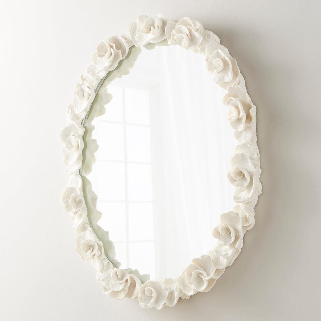 Cyan Design 10498 White Gardenia Mirror - Elegant Wall Decor for Living Room, Bedroom & Bathroom