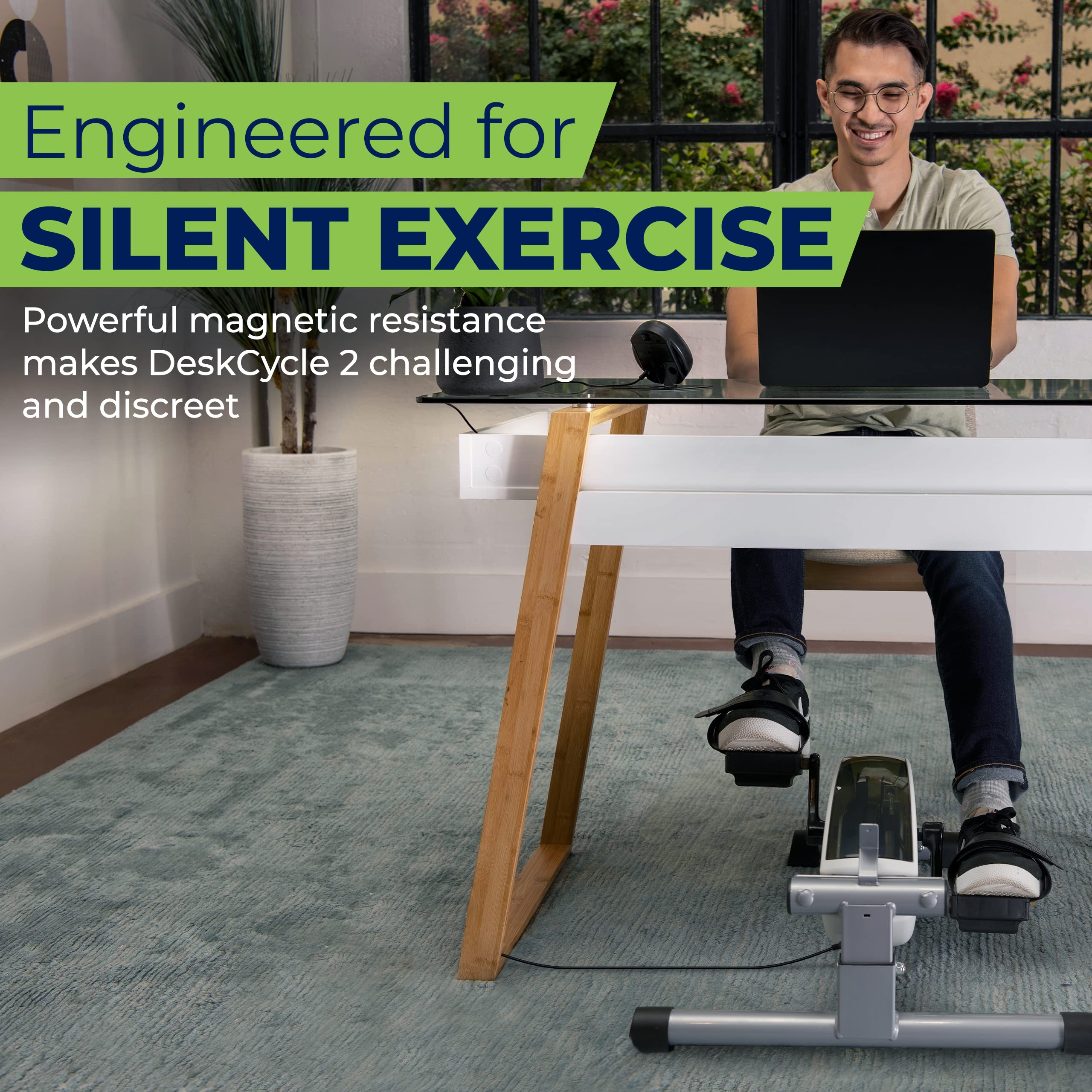 DeskCycle Under Desk Bike Pedal Exerciser - Adjustable Height Stationary Bike for Home & Office Workouts - Stay Active While Working or Watching TV