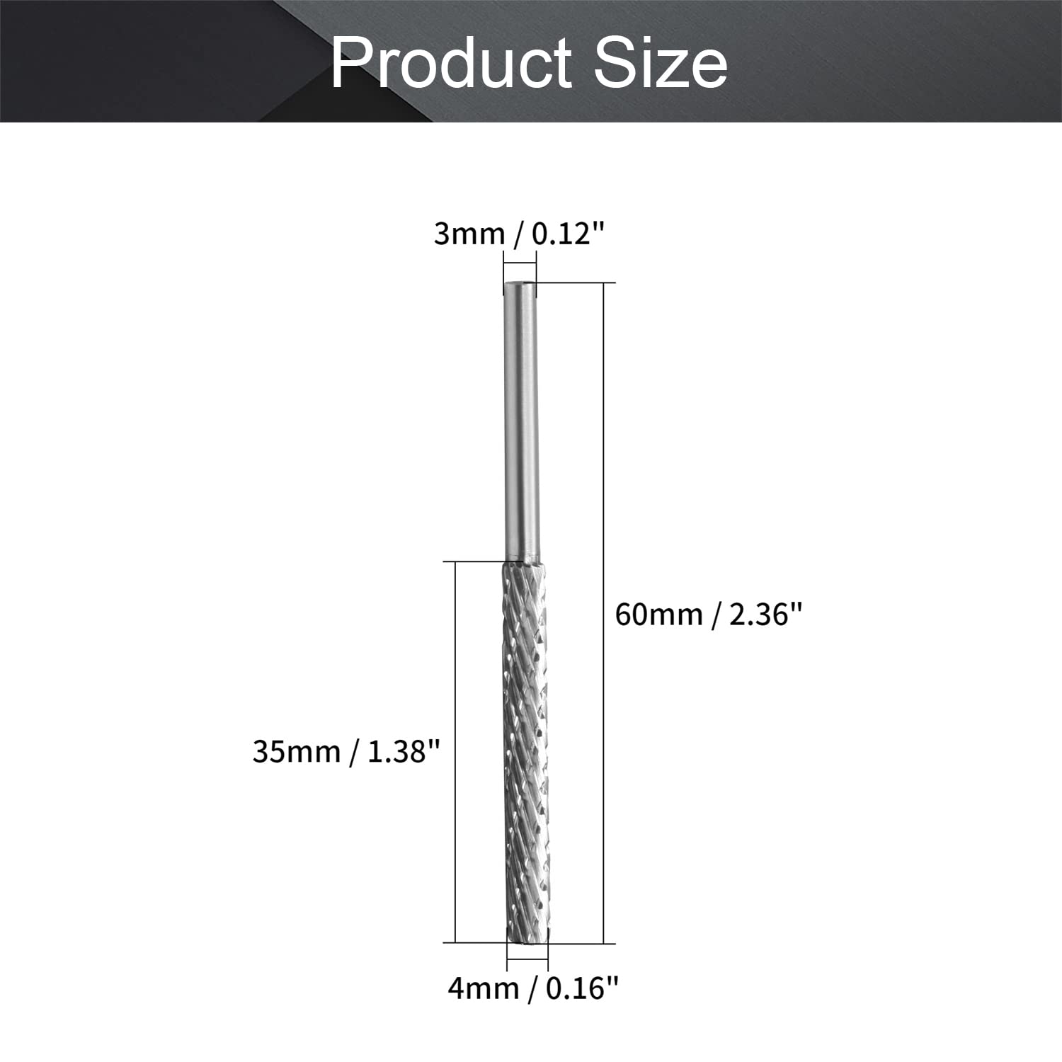 Utoolmart HSS Rotary Files - 3mm Shank Double Cut Cylinder Burr Set, 4mm Diameter for Wood, Soft Metal & Model Engineering - Perfect for Die Grinder, Carving, Polishing & DIY Projects (1 Piece)