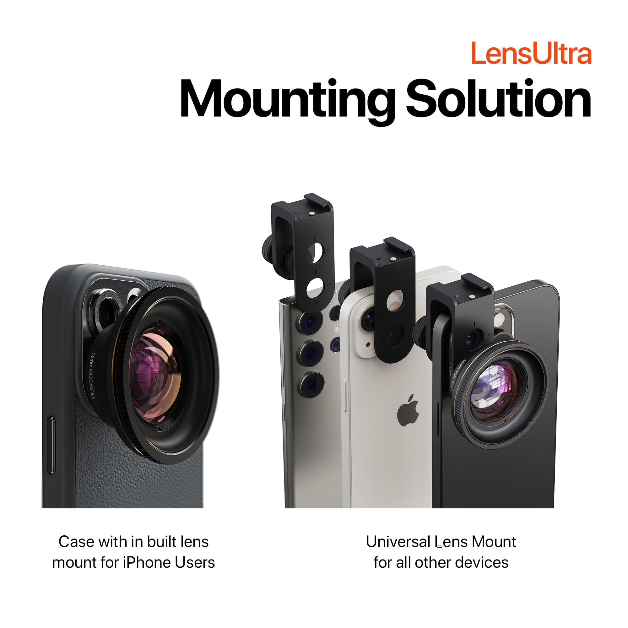 Shiftcam LensUltra 16mm Wide Angle Lens - 0.5X Magnification, 100° FOV - Ultra Clear Travel Photography Lens for iPhone & Android - Perfect for Vlogging, Landscape & Group Shots - Capture Stunning Perspectives & Double Frame Size