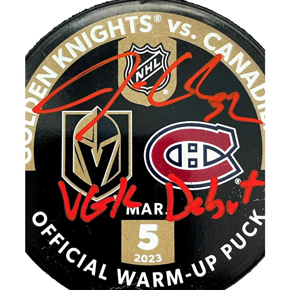 Jonathan Quick Signed Vegas Golden Knights Game Used Debut Puck - 3/5/23 Game Date - COA & IGM Certified Autograph - Collectible Hockey Memorabilia - Perfect for Sports Fans, Collectors, and Home Decor