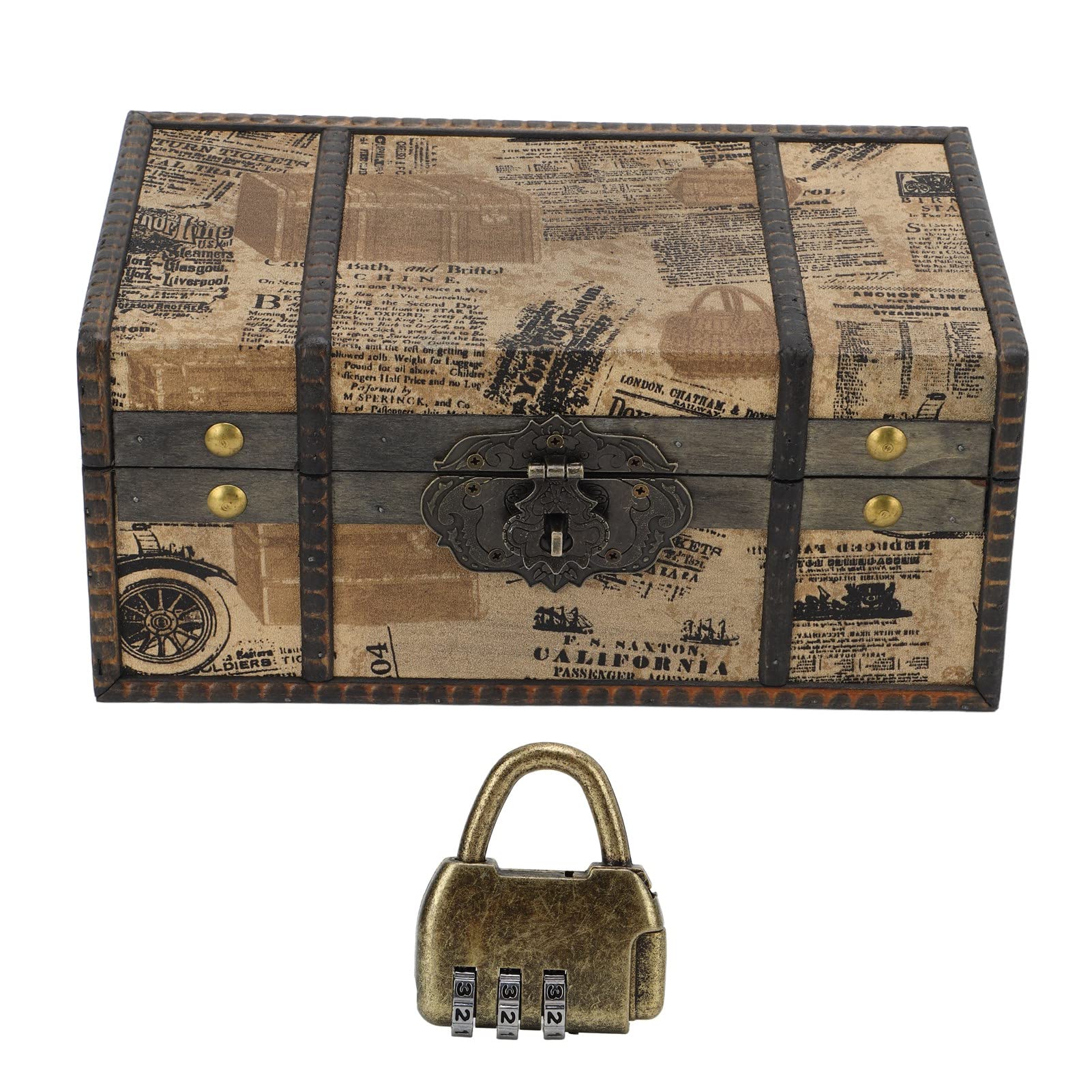 Vintage Jewelry Box with Lock - Large Capacity Keepsake Gift for Home & Photography Props