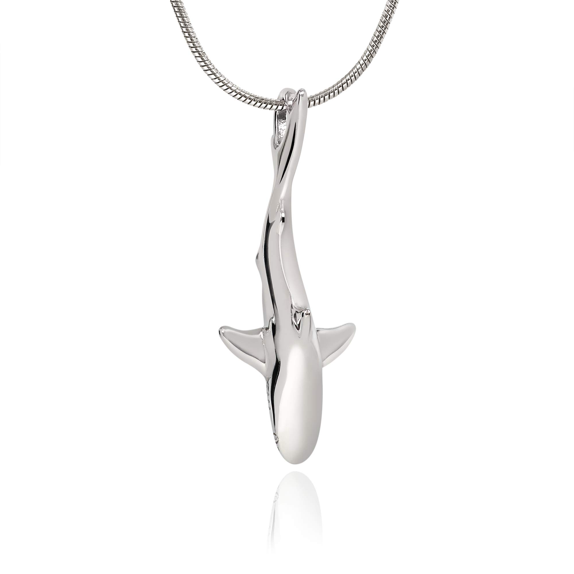 Sterling Silver Grey Reef Shark Pendant Necklace for Men & Women - Realistic Shark Charm Jewelry, Perfect Gift for Shark Lovers & Scuba Divers - Ideal for Beach Vacations, Ocean-Themed Parties & Marine Life Enthusiasts