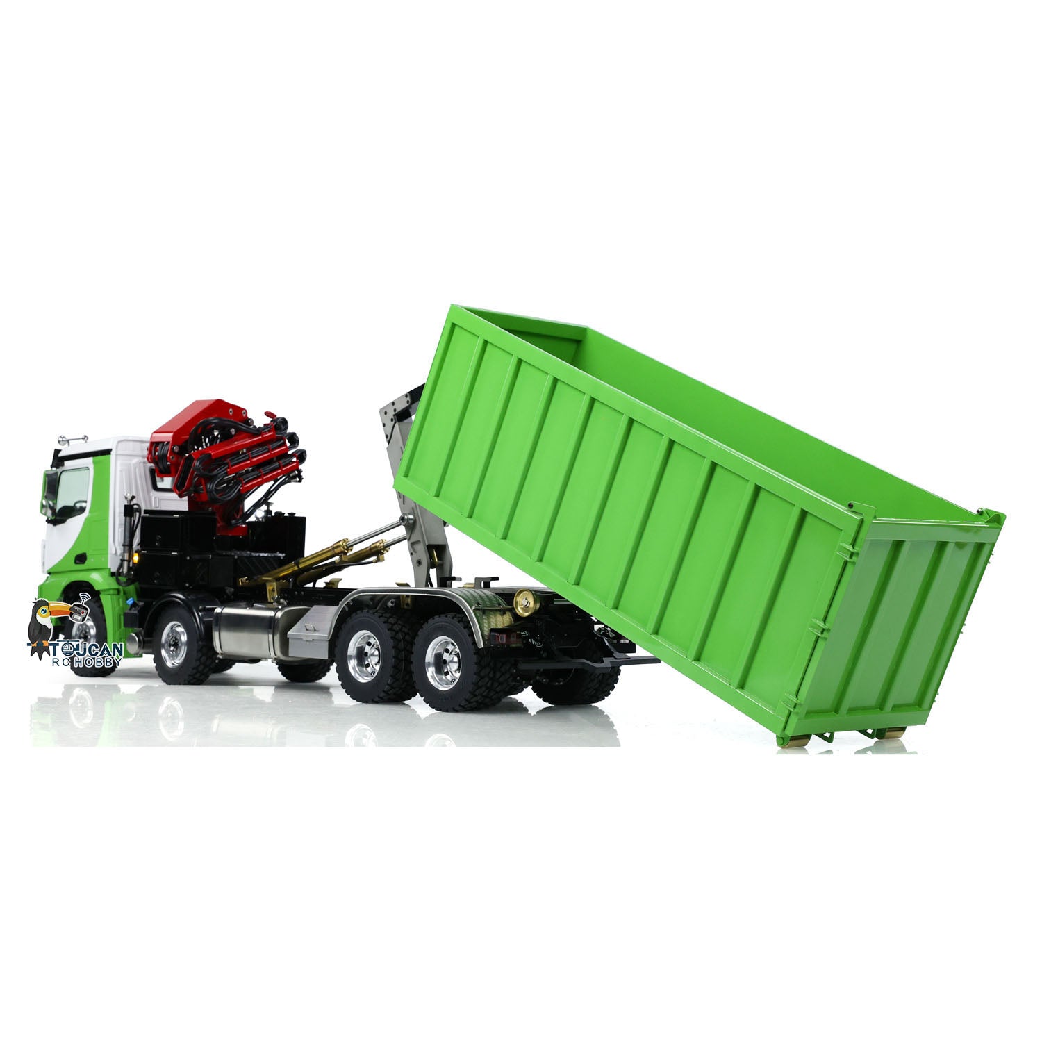 1/14 Scale Metal LESU RC Hydraulic Crane Dump Truck 8x8 RTR Model - 3348 Dumper Waste Bin with PL18EV Remote Controller & 2-Speed Gearbox | Construction Site, Mining, Waste Management Toy Vehicle for Adults & Kids