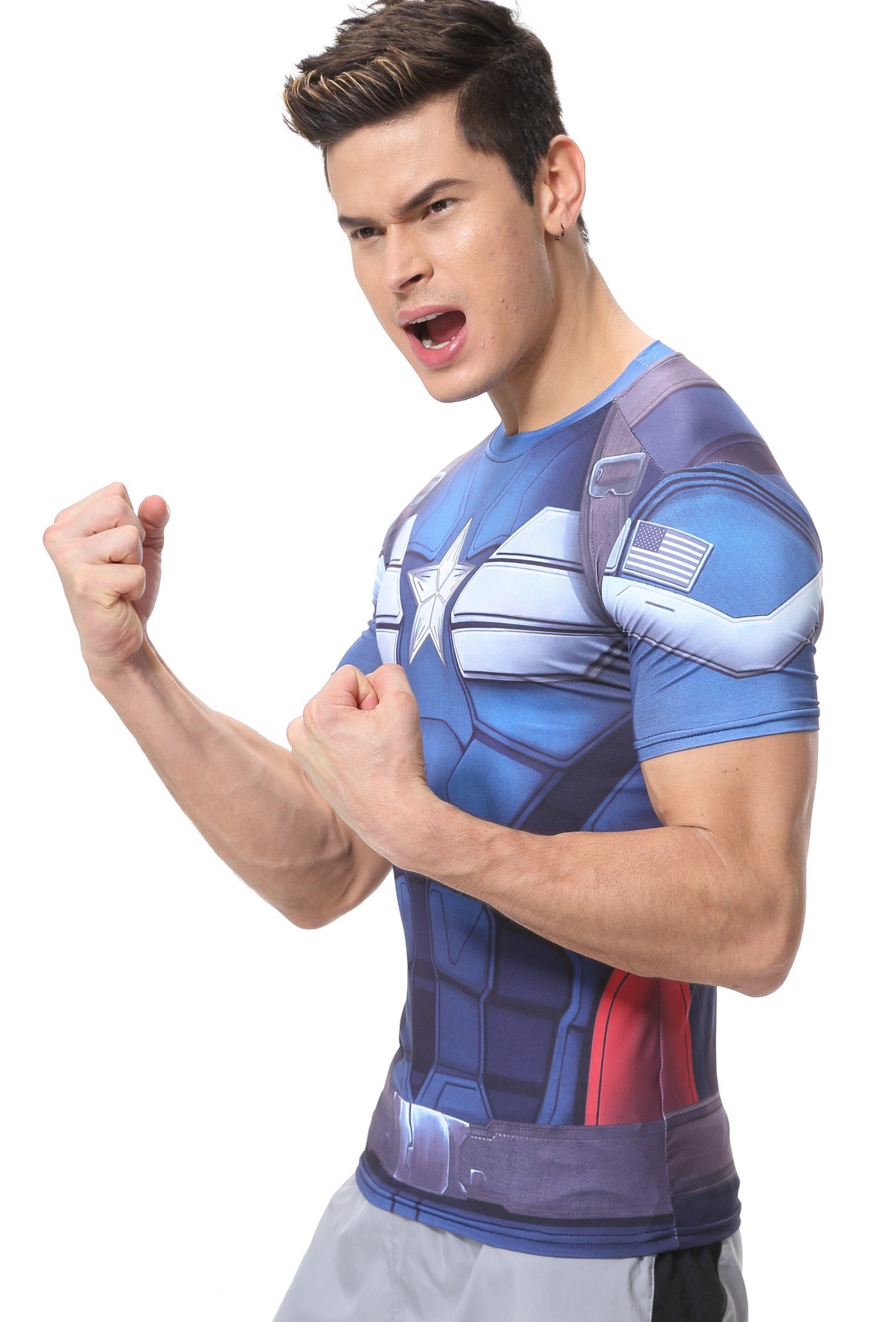 Men's Compression Fitness Shirt - Moisture Wicking Superhero Graphic Workout T-Shirt for Running & Gym Training - Ideal for Sports, Jogging and Active Lifestyle