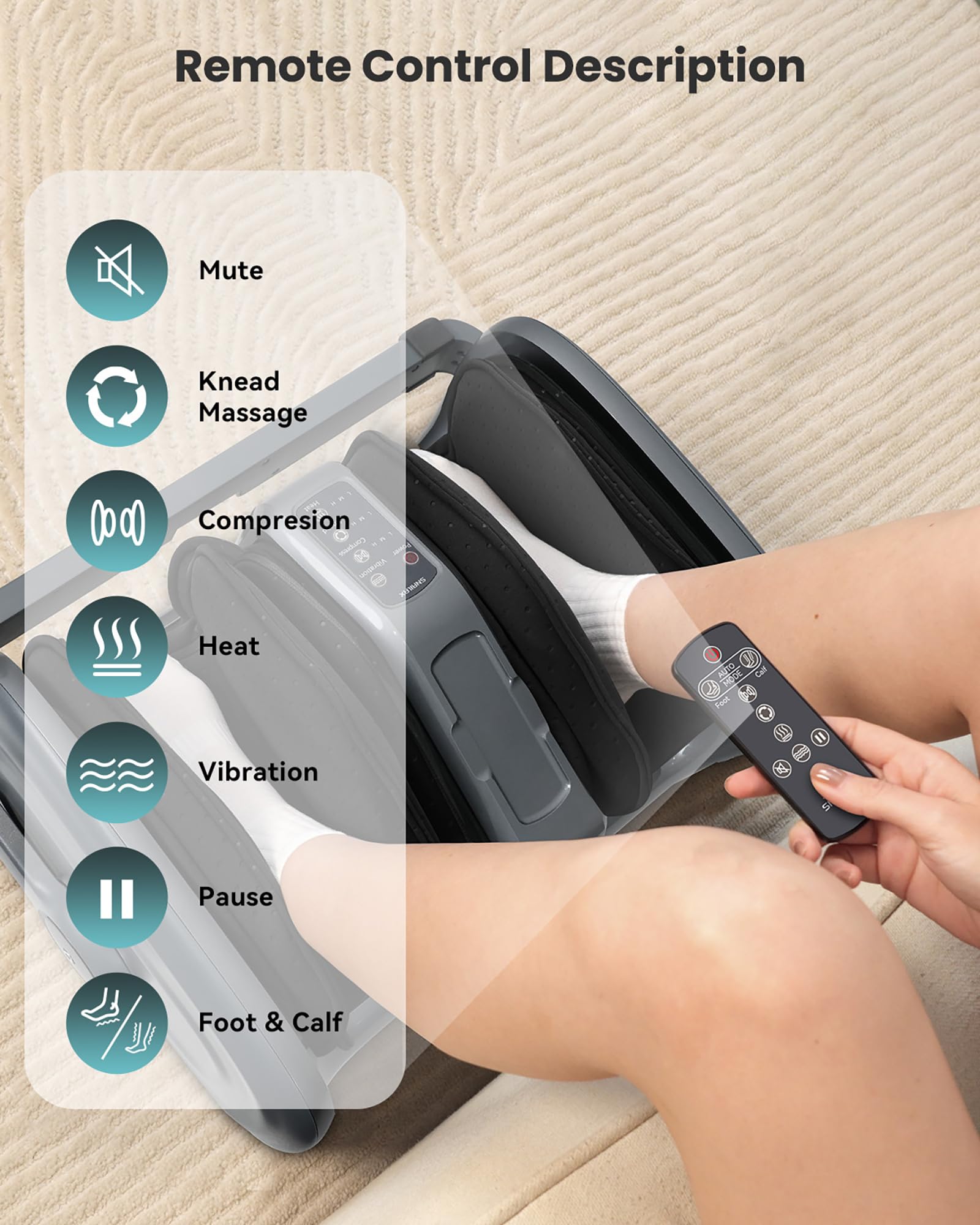 Snailax Shiatsu Foot Massager with Heat - Deep Kneading, Rolling & Compression for Plantar Fasciitis Relief - Foot & Calf Massager for Women & Men - Perfect for Home Relaxation & Christmas Gifts