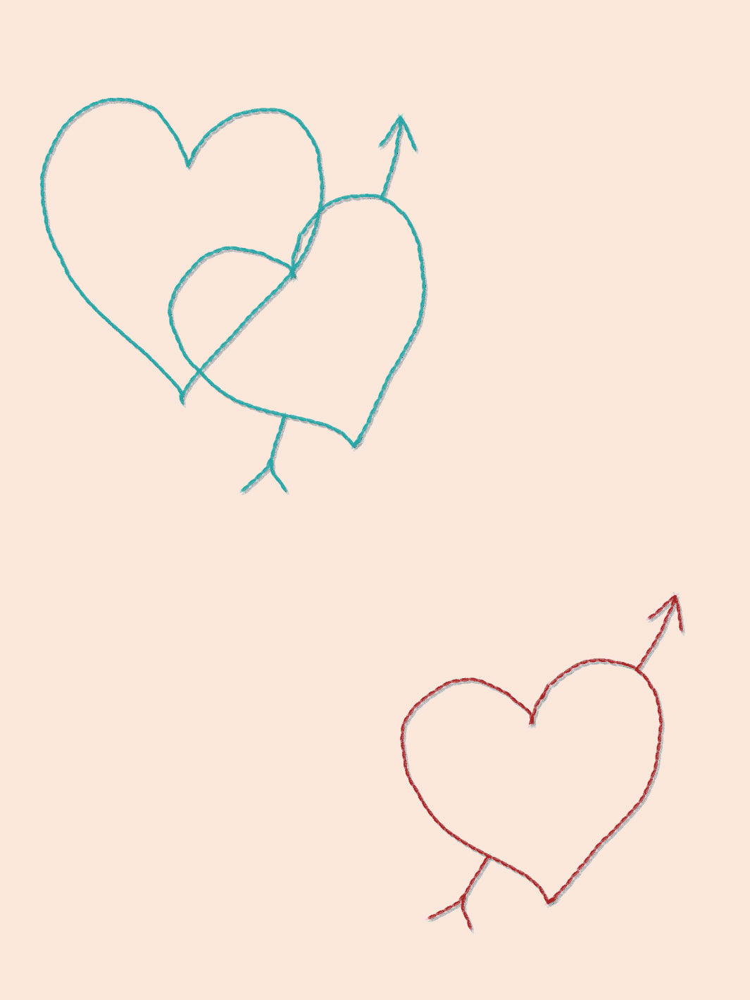 Lingua Franca Embroidered Hearts Wallpaper - Peach Floral Pattern Peel and Stick Wallpaper for Bedroom, Nursery & Home Decor