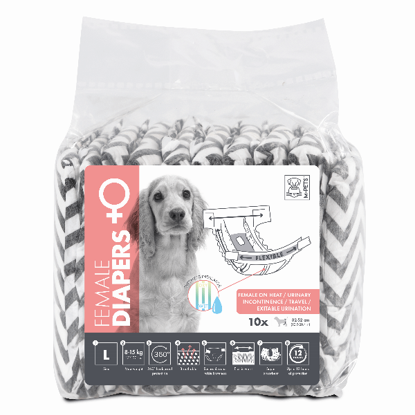 M PETS Female Dog Diapers - Washable & Reusable Pet Diapers for Small to Medium Dogs - Perfect for Incontinence, Heat Cycles, and Travel Use