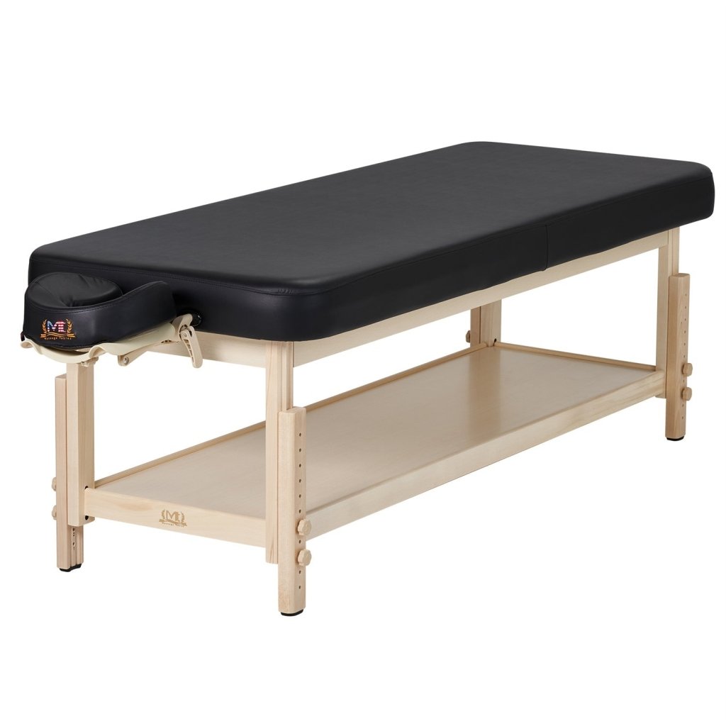 Professional Salon Massage Table - Master Massage 30 Harvey Comfort Stationary Black - Perfect for Spa, Massage Therapy & Beauty Salons
