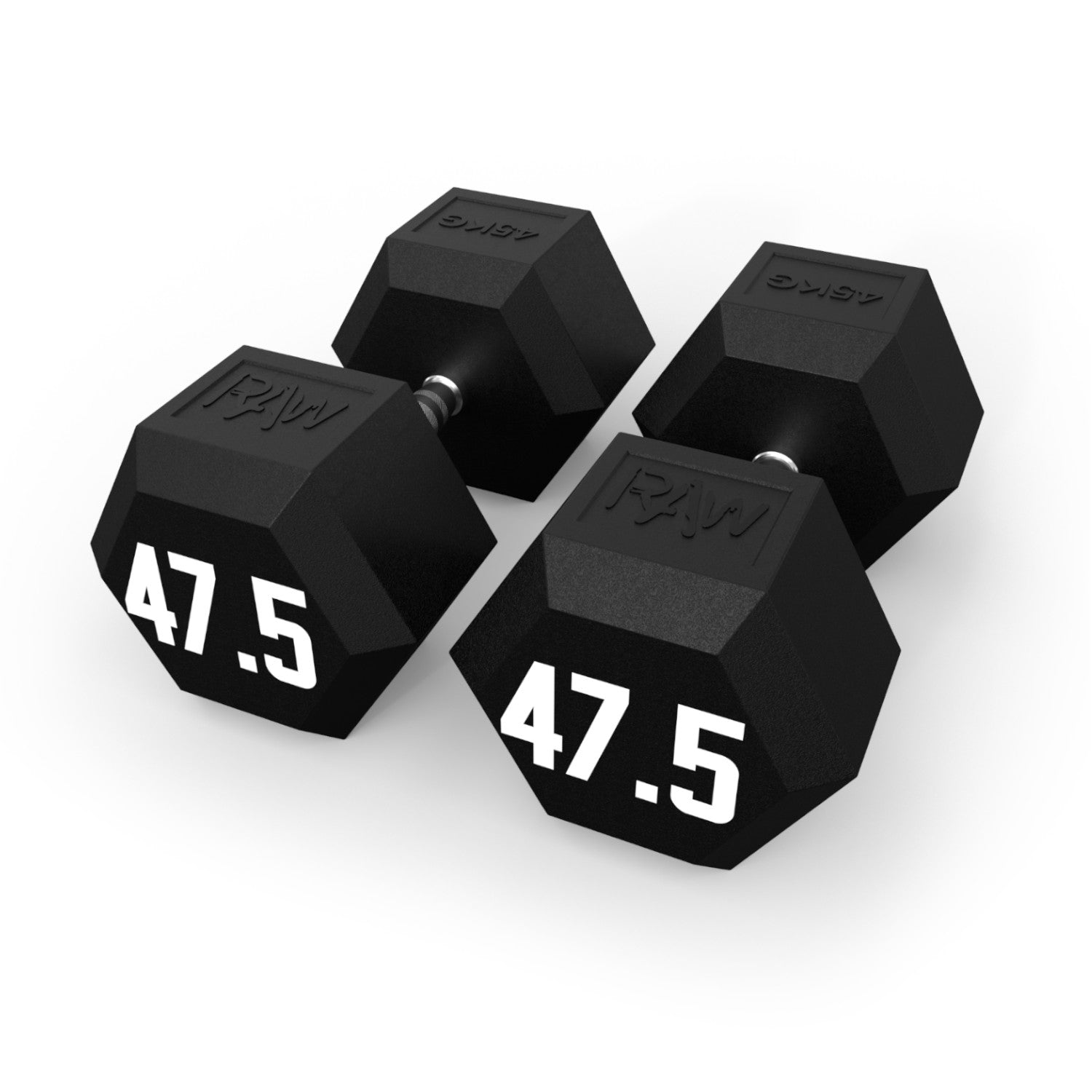 Premium Rubber Hex Dumbbell V2 - 47.5KG Pair (104.7 lbs) for Home Gym, Strength Training & CrossFit Workouts