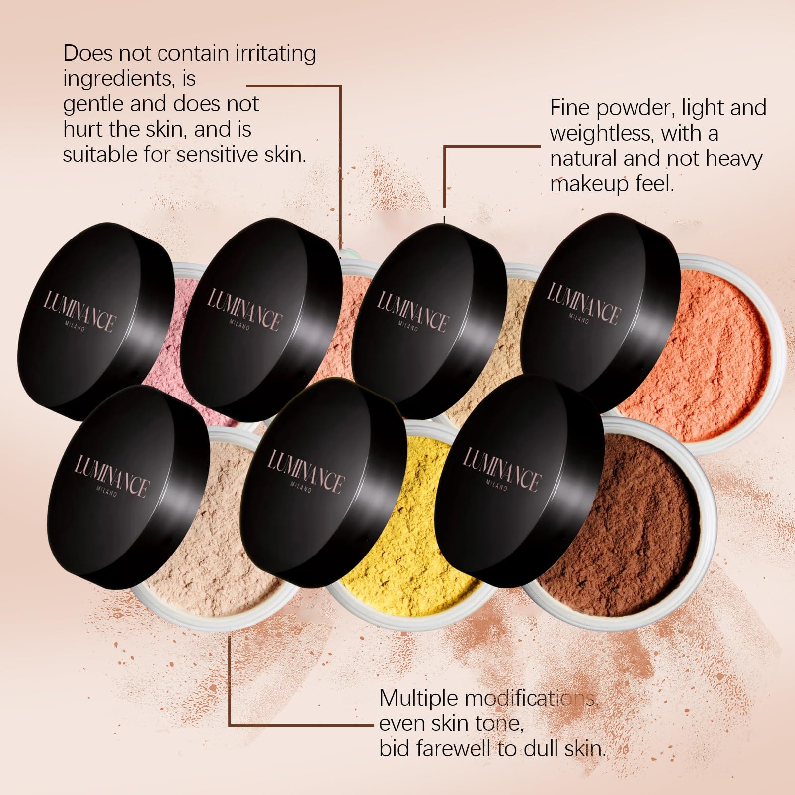 LUMINANCE MILANO Pink Blurring Setting Powder - Translucent Finishing Powder for All Skin Tones | Brightening Makeup for Fair to Dark Skin | Perfect for Daily Wear & Photo Shoots