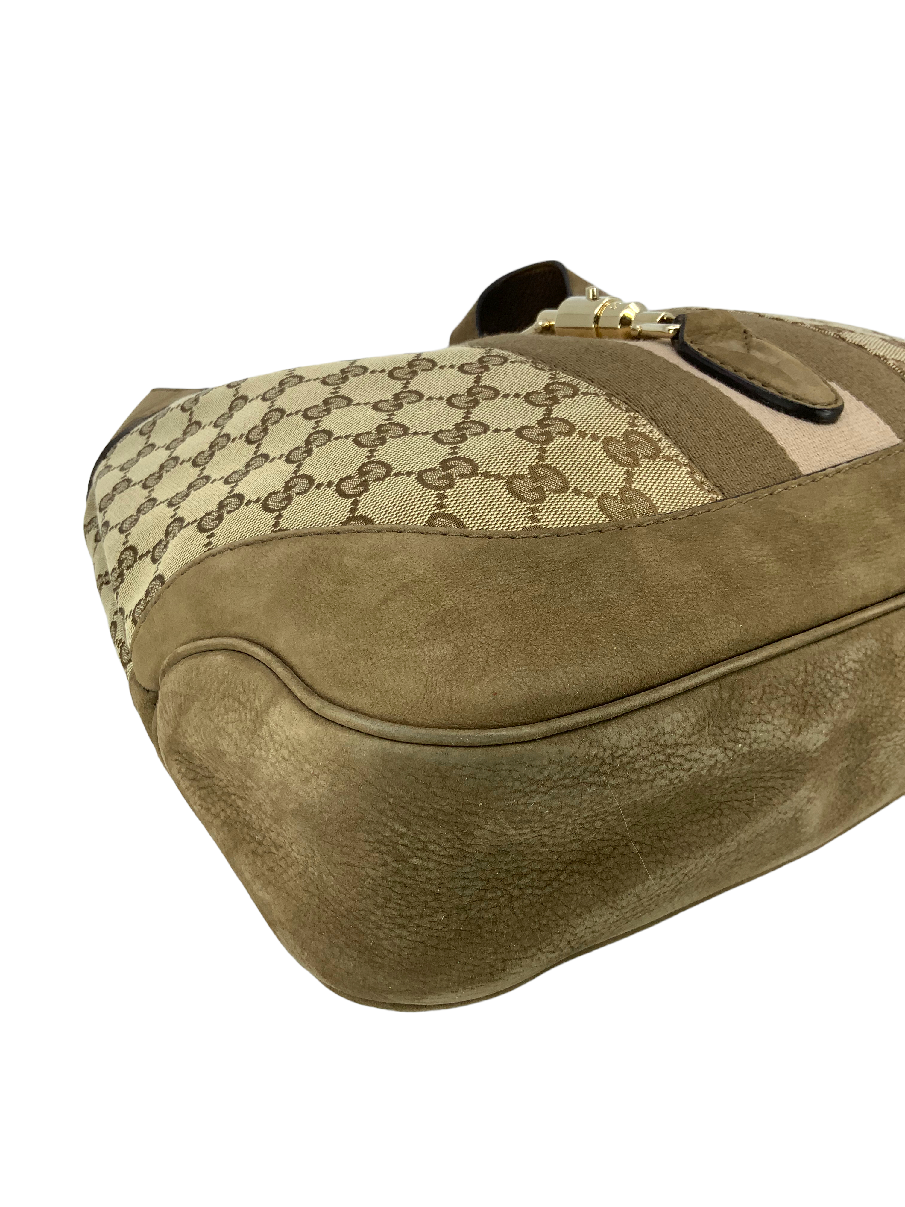 Gucci Monogram Canvas & Suede Medium Jackie O Hobo Bag - Luxury Shoulder Bag for Women | Perfect for Work, Travel & Evening Events