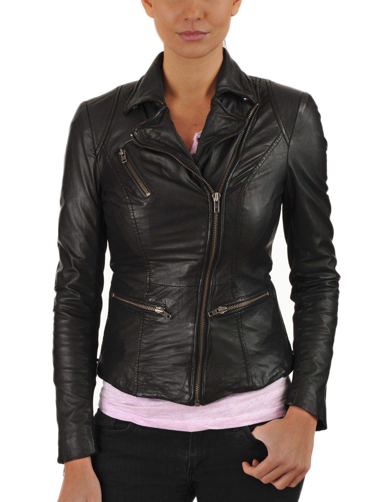 Women's Real Leather Motorcycle Jacket - Stylish Quilted Bomber Biker Jacket for Women, Black Outerwear | Perfect for Riding, Casual Wear & Fashion Outfits