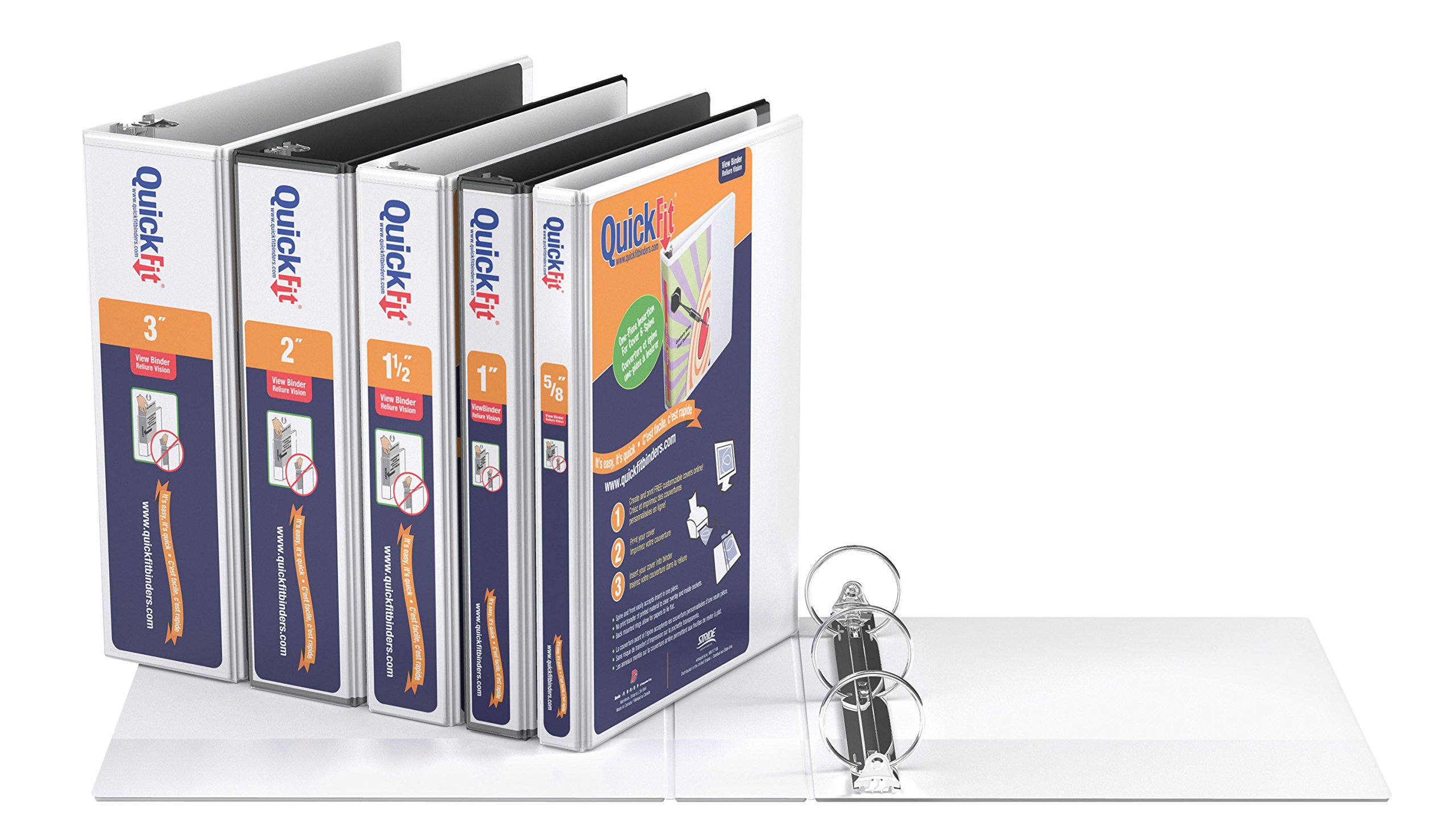 QuickFit 1 Inch Round Ring View Binder - White (87110) - Perfect for School, Office, and Home Organization