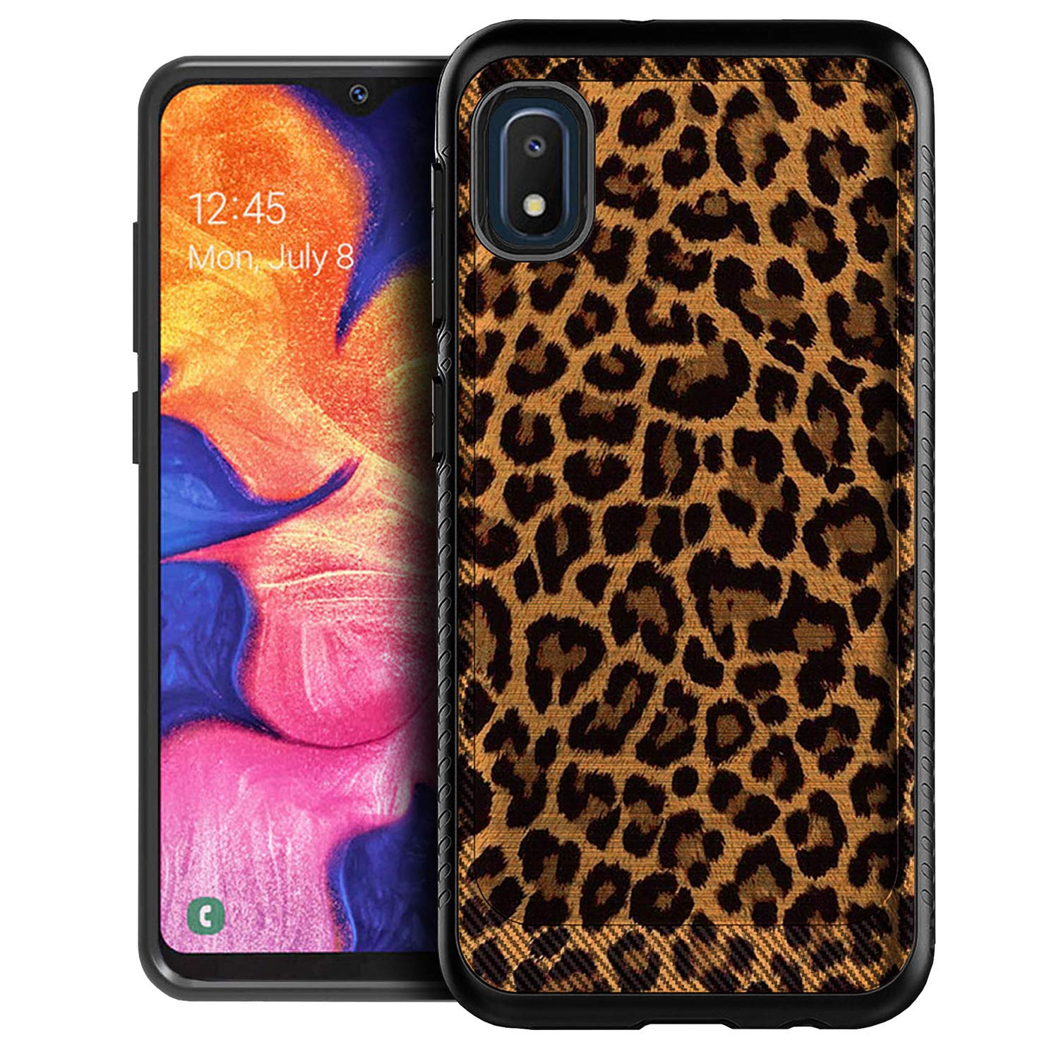 Samsung Galaxy A10e Case - Shockproof Hybrid Grip Phone Cover with Embossed Leopard Print | Slim Fit Protective Case for Everyday Use & Outdoor Activities