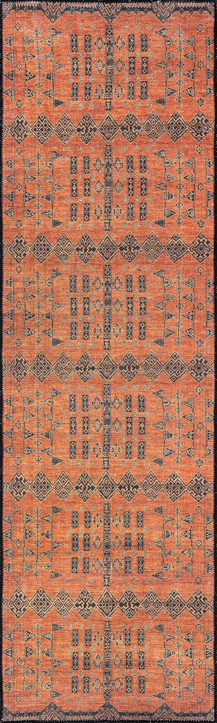 Christine Washable Paneled Rug - Rust Color, Non-Slip & Durable Indoor/Outdoor Rug for Living Room, Bedroom, Patio - Easy to Clean & Stain Resistant