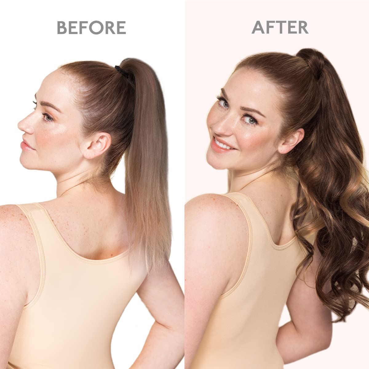 WENNALIFE 22 Inch Clip-In Ponytail Hair Extension - 80g Dark Brown Mixed Chestnut Brown Human Hair | Remy Hair Wrap Around Ponytail for Women | Perfect for Parties, Weddings & Daily Styling