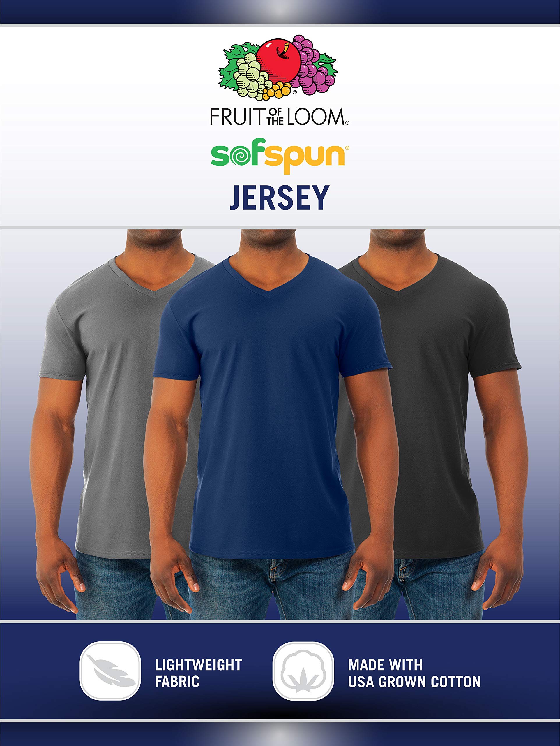 Fruit of the Loom Men's Lightweight Cotton T-Shirts - Short & Long Sleeve Comfort Fit Casual Tees for Everyday Wear, Workout & Lounge