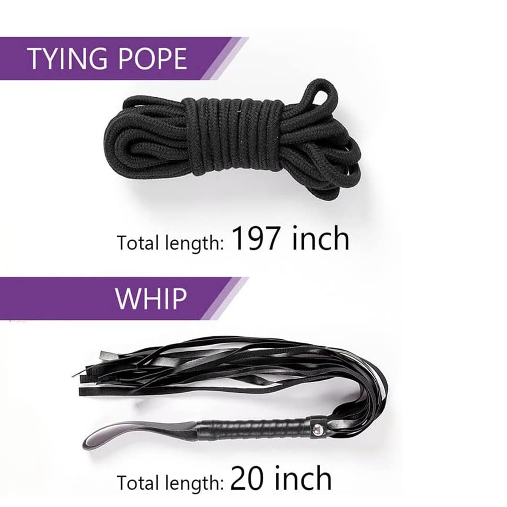 28-Piece BDSM Restraints Kit for Beginners - Bondage Cuffs, Gag, Blindfold & Spanking Paddle in Purple | Fetish Bed Restraints Set for Couples Adult Games & SM Play | Enhance Intimacy & Spice Up Your Sex Life