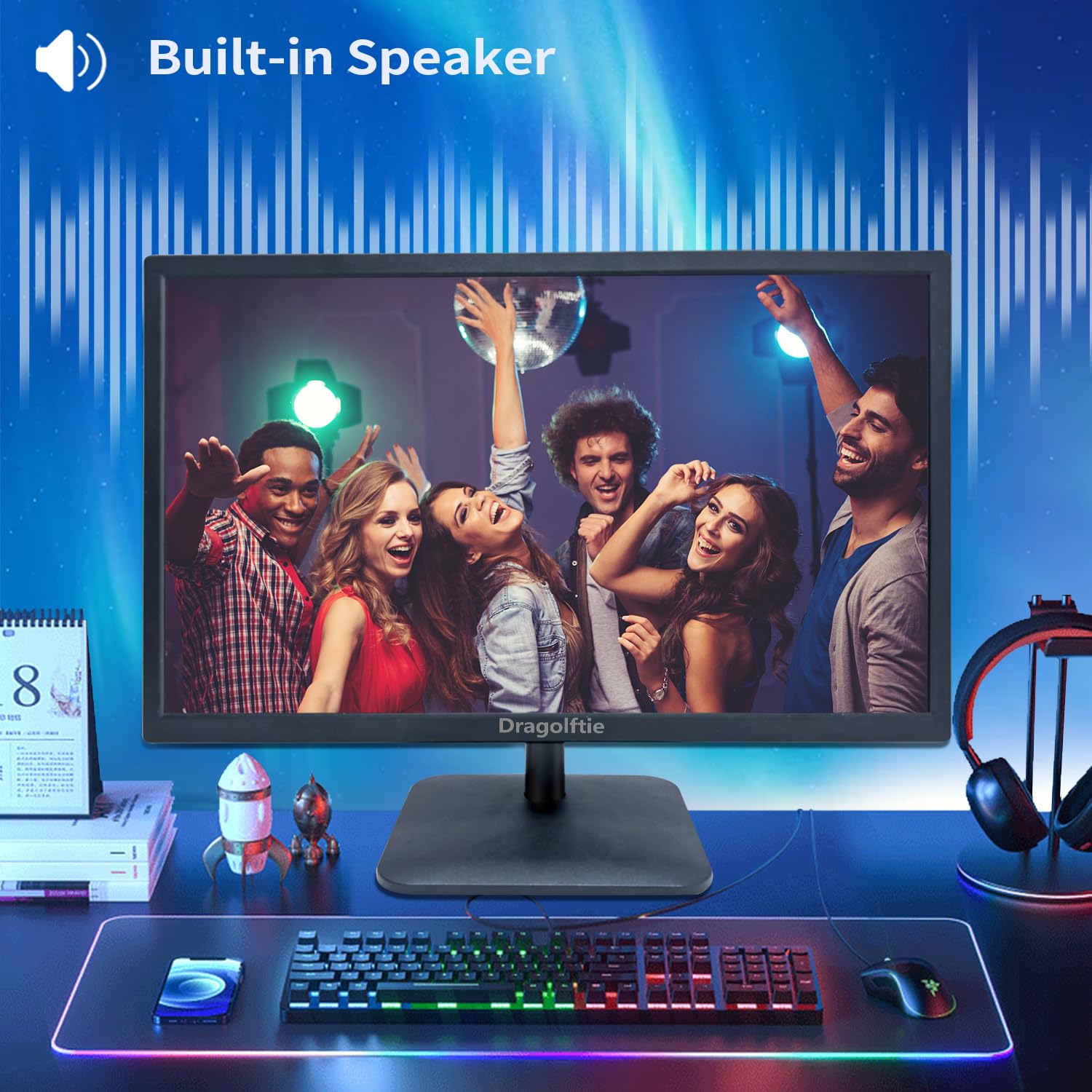 21.5 Inch Touchscreen Monitor - Full HD 1920x1080P with Built-in Speakers, VESA Mount Compatible, 10-Point Touch PC Display with HDMI/VGA Ports, 75Hz Refresh Rate - Perfect for Digital Signage, POS Systems, and Interactive Kiosks (Black)