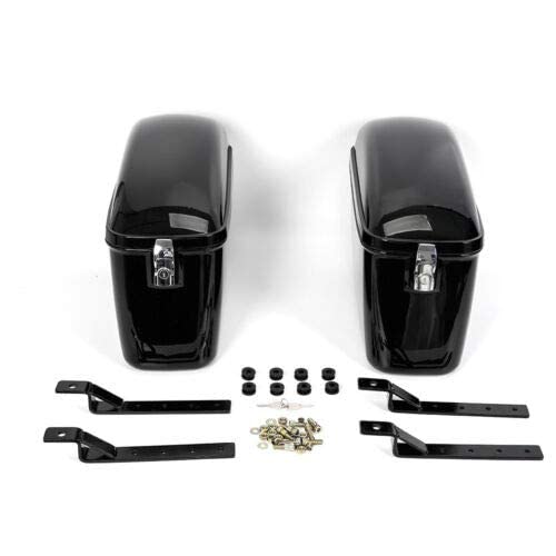 Durable ABS Plastic Motorcycle Saddlebags - Glossy Black Hard Travel Luggage Trunk Case (2-Piece Set, Left & Right) for Harley, Cruiser & Touring Bikes - Perfect for Road Trips, Commuting & Storage