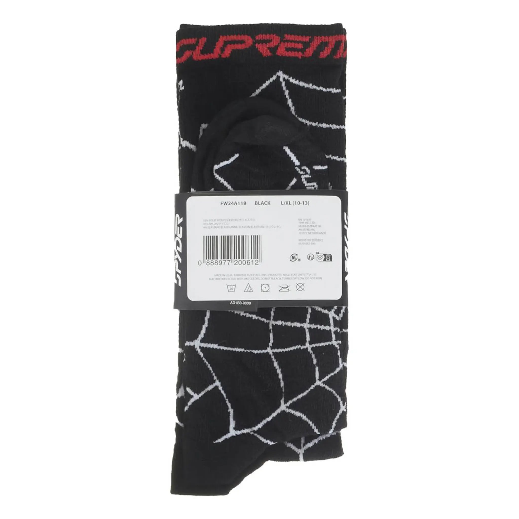 Supreme Spyder Crew Socks 1-Pack - Black Athletic Socks for Men & Women - Comfortable Everyday Wear for Running, Gym & Casual Outfits