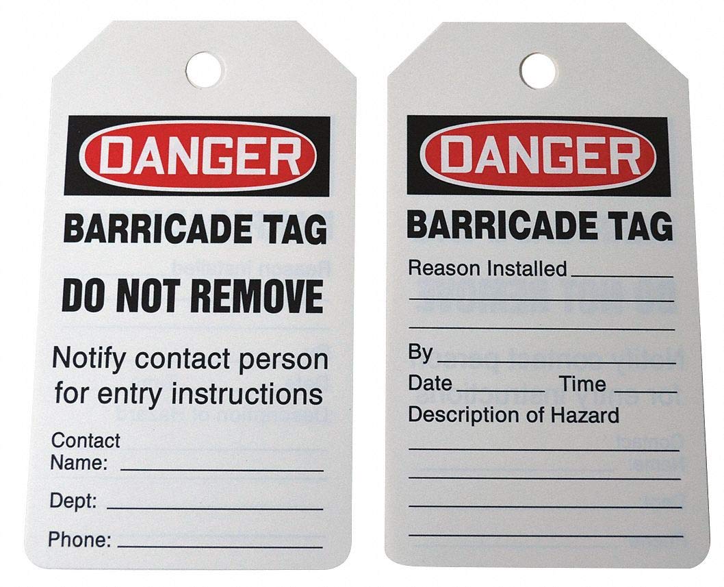 Accuform 10 mil PF Cardstock Barricade Danger Tags - 5-3/4