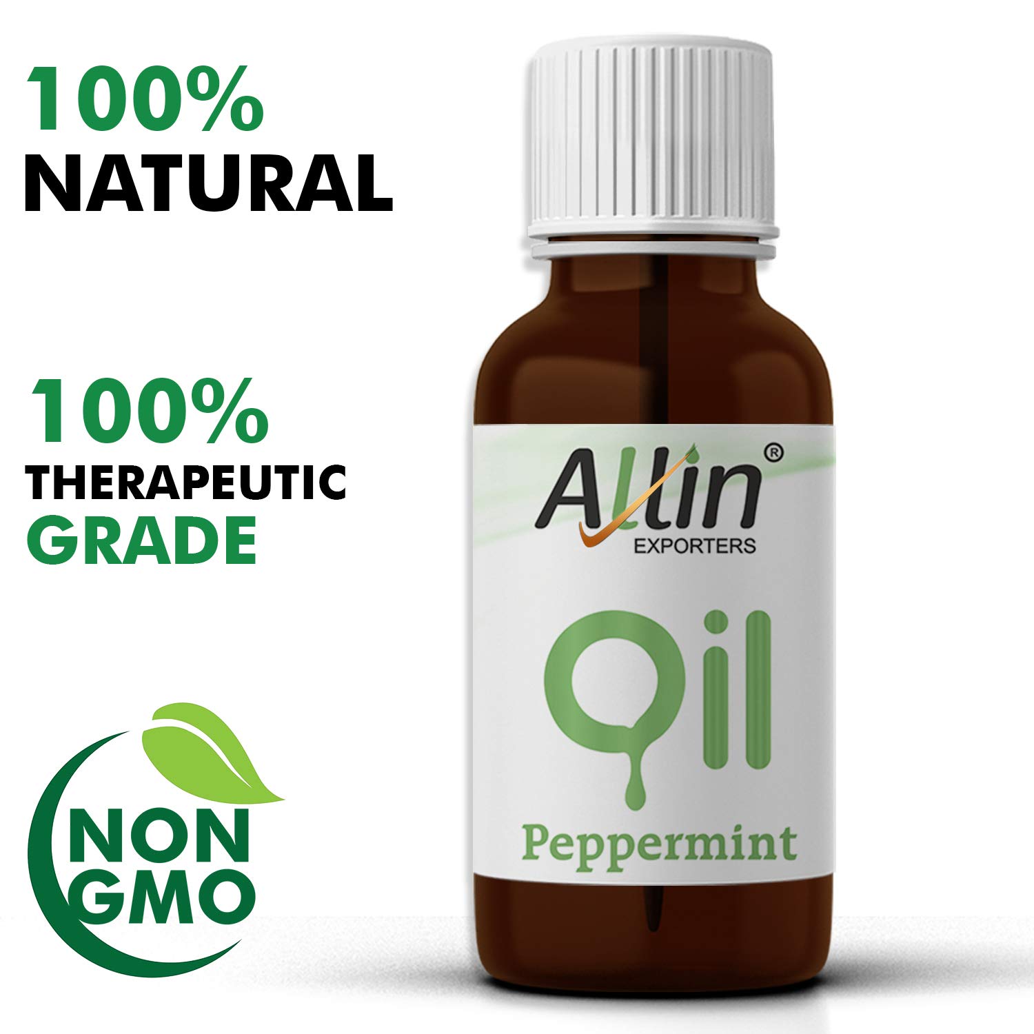 Allin Exporters 100% Pure Peppermint Essential Oil - 15ml Therapeutic Grade for Aromatherapy, Skin Care & Home Fragrance | Eliminates Odors, Relieves Stress | Perfect for Diffusers, Massage & DIY Beauty Products