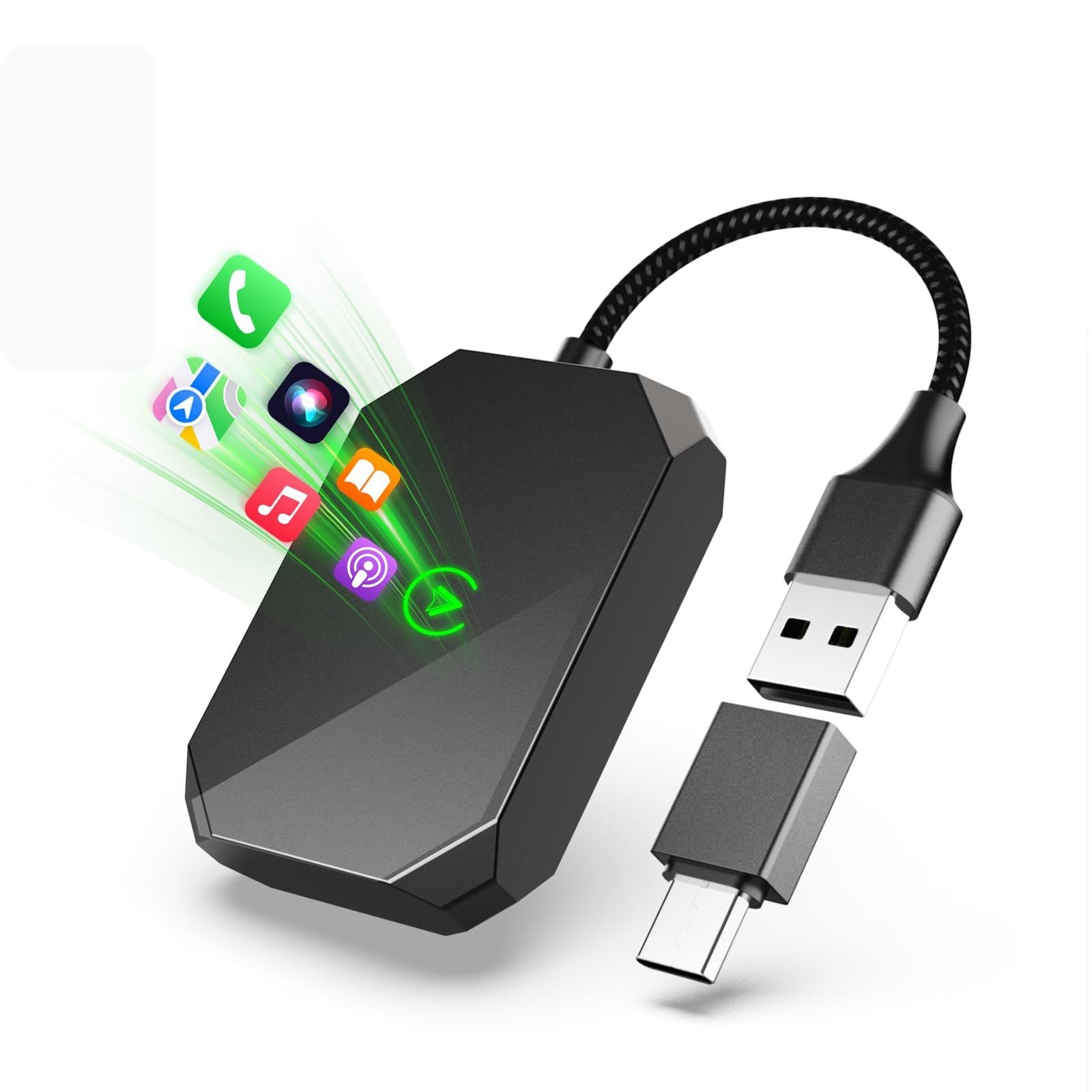 2 in 1 Wireless CarPlay Adapter for iPhone & Android Auto - Plug & Play Wireless Car Adapter with 0 Delay & Stable Connection - Convert Wired to Wireless for iOS 10+/Android 11+ (2025 Black) - Perfect for Commuting, Road Trips & Hands-Free Driving