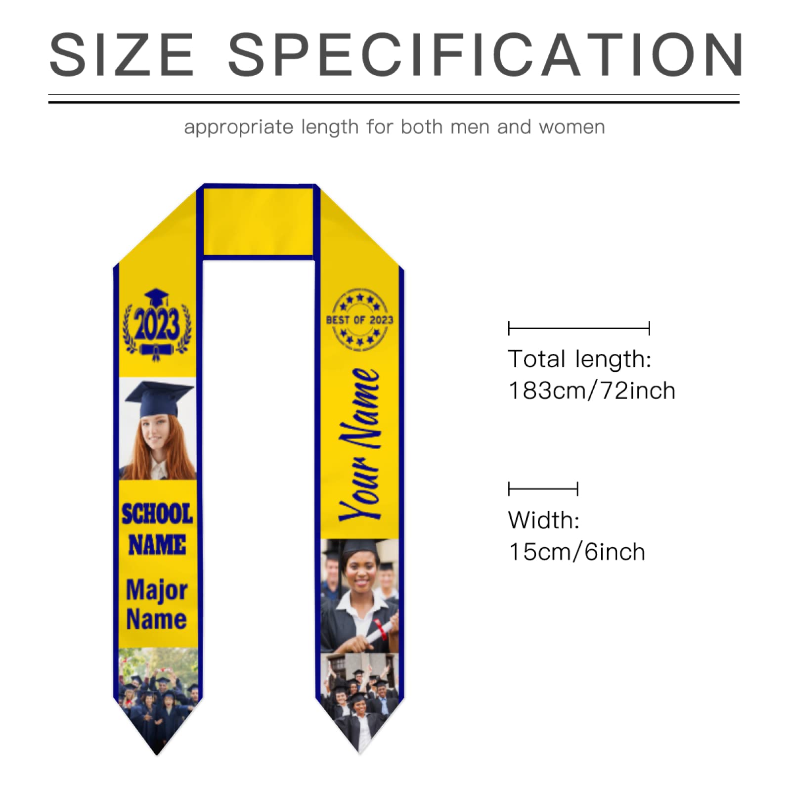 Custom Graduation Stole 2025 - Personalized with Photo, Name & School - Class of 2025 Graduation Gift for High School & College - Perfect for Commencement Ceremonies & Photo Keepsakes