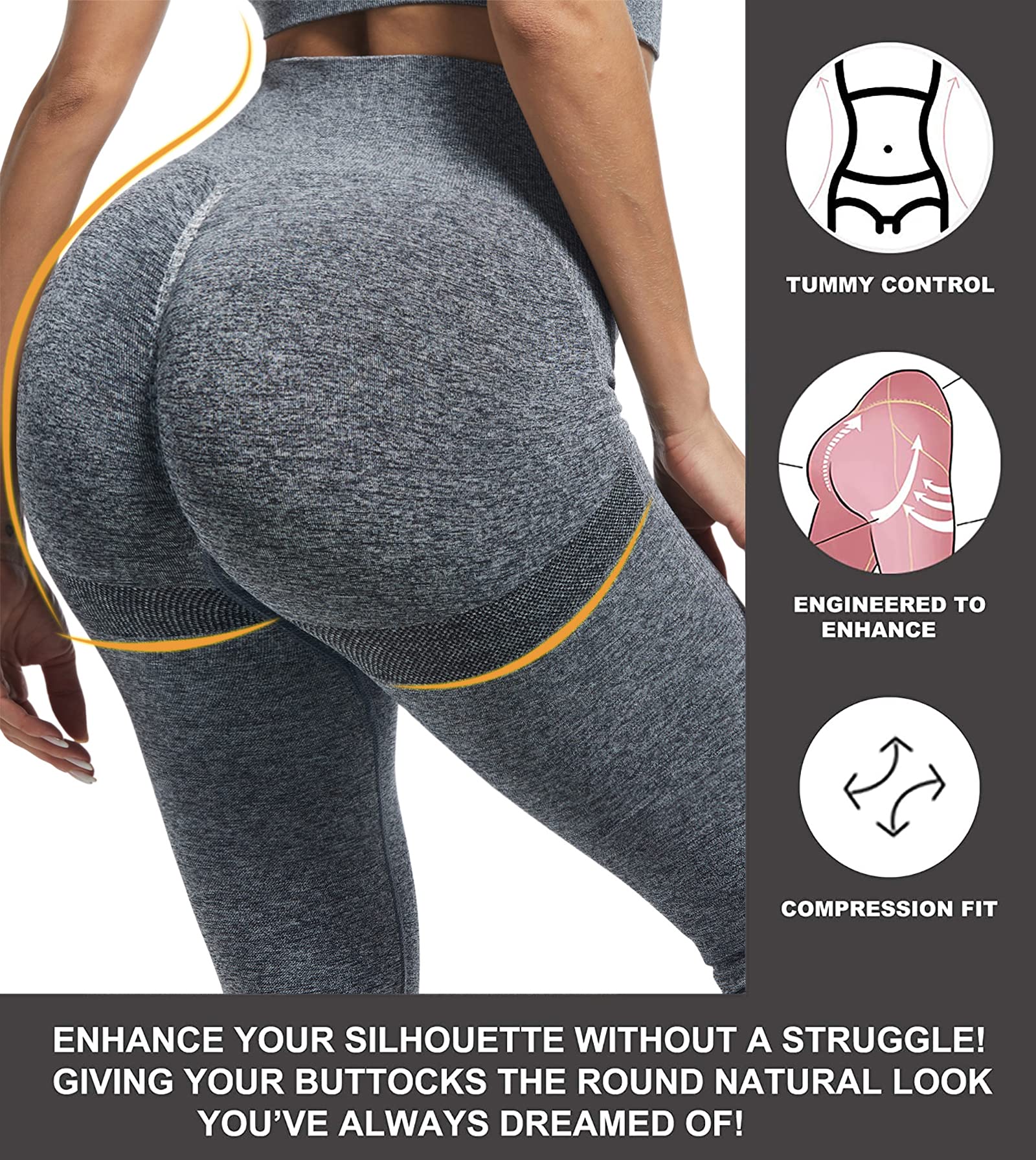 CHRLEISURE Women's 3-Piece Workout Leggings Set - High Waisted Scrunch Butt Lifting Seamless Yoga Pants for Gym, Running & Fitness | Perfect for Workouts, Lounge & Everyday Wear