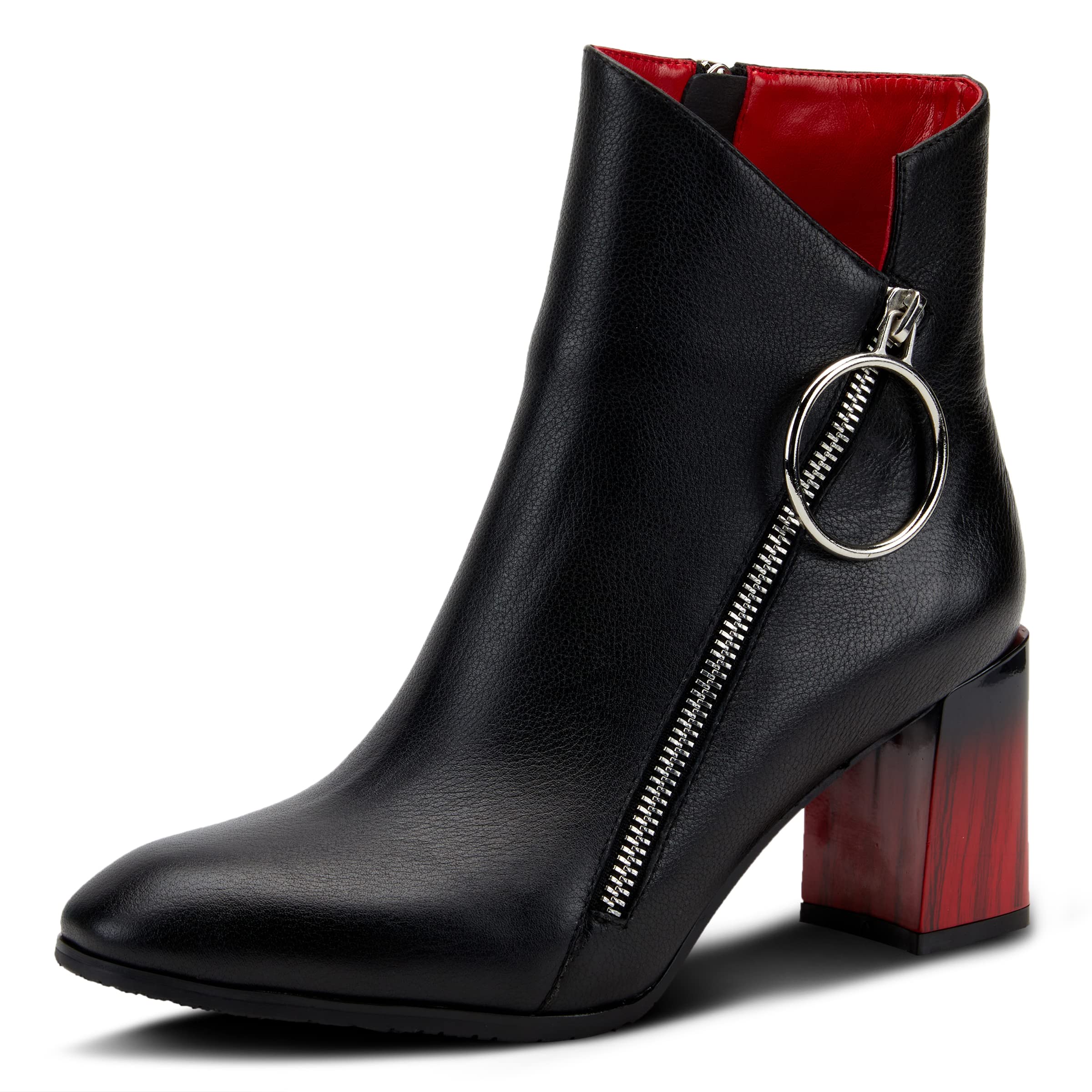 Azura Spring Step Fabulosa Women's V-Collar Ankle Boots - Premium Leather Chelsea Boots with Side Zippers | Comfortable & Stylish for Work, Dating & Casual Outfits
