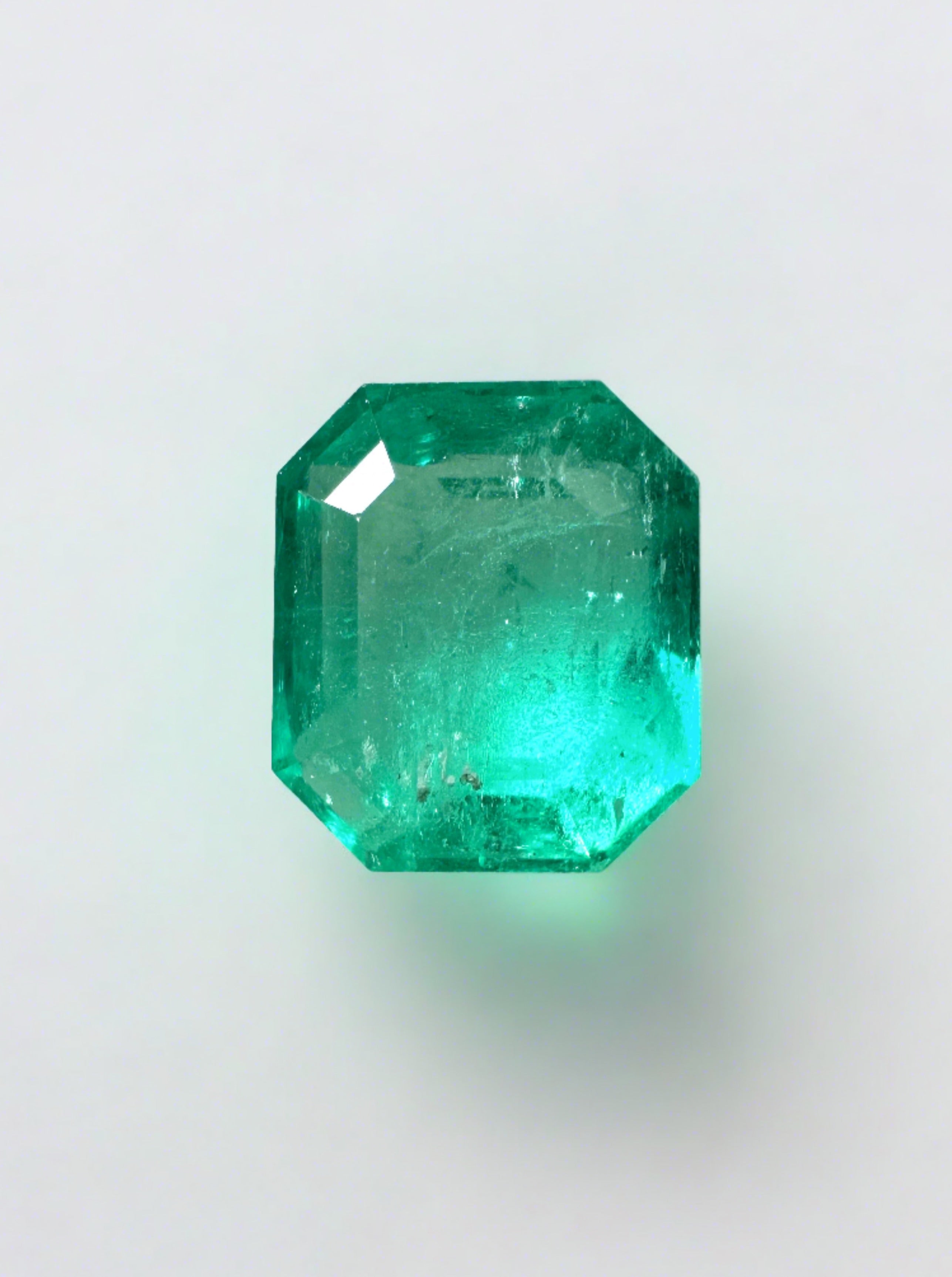 2.36 Carat Natural Colombian Emerald Loose Gemstone - Emerald Cut with Clipped Corners for Jewelry Making, Engagement Rings & Fine Collections