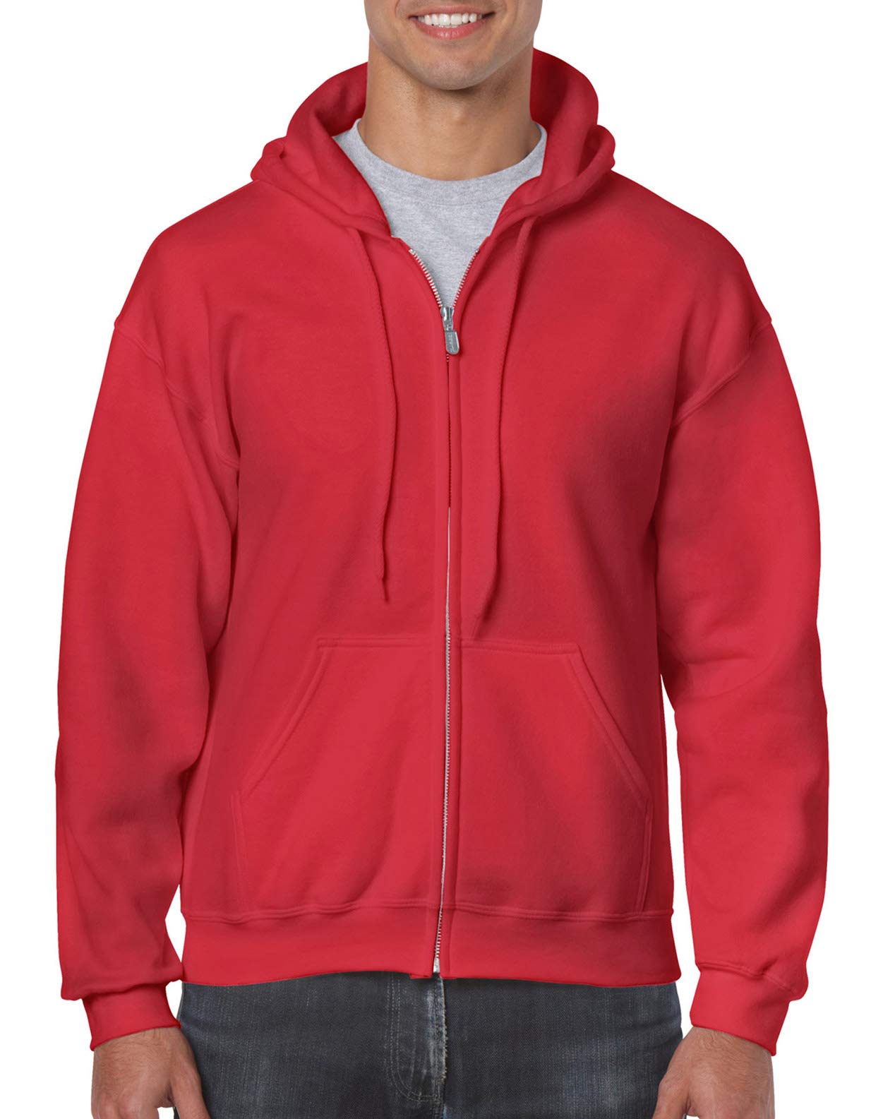 18600 Zip Fleece Sweatshirt for Men & Women - Soft Warm Red Pullover Hoodie with Full-Zip - Small Size - Perfect for Outdoor Activities, Camping & Casual Wear
